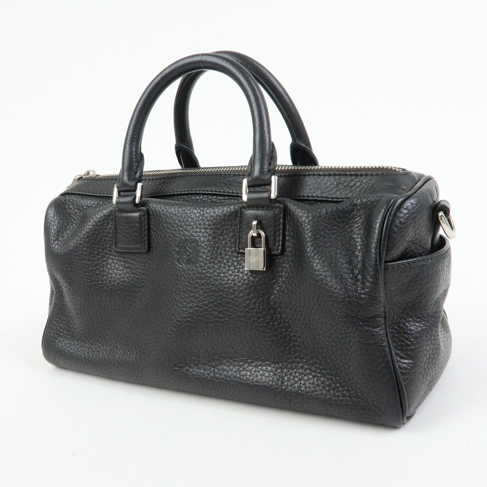 LOEWE Anagram Calf Leather Hand Bag Mini Boston Bag Black