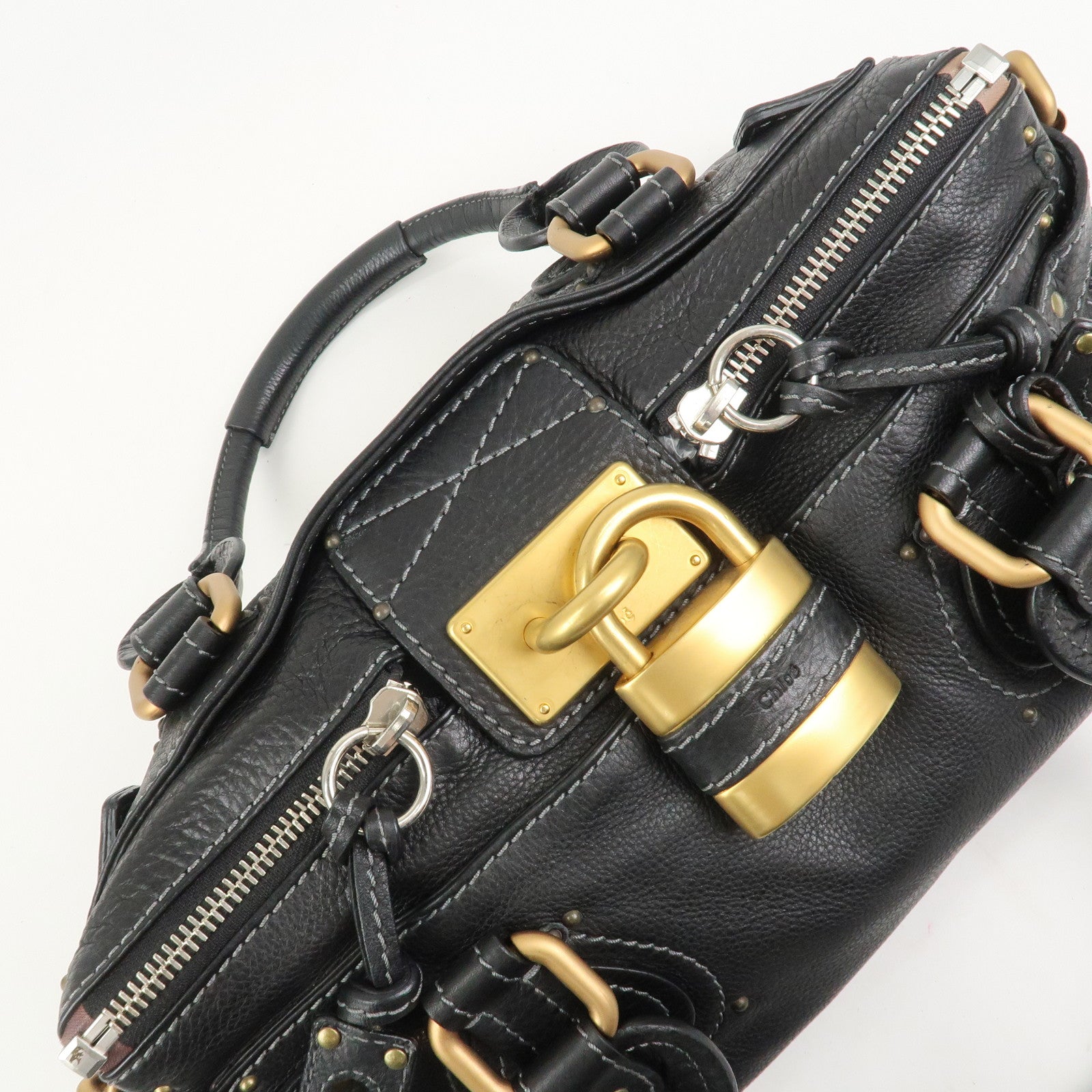 Chloe Paddington Medium Leather Shoulder Bag Hand Bag Black