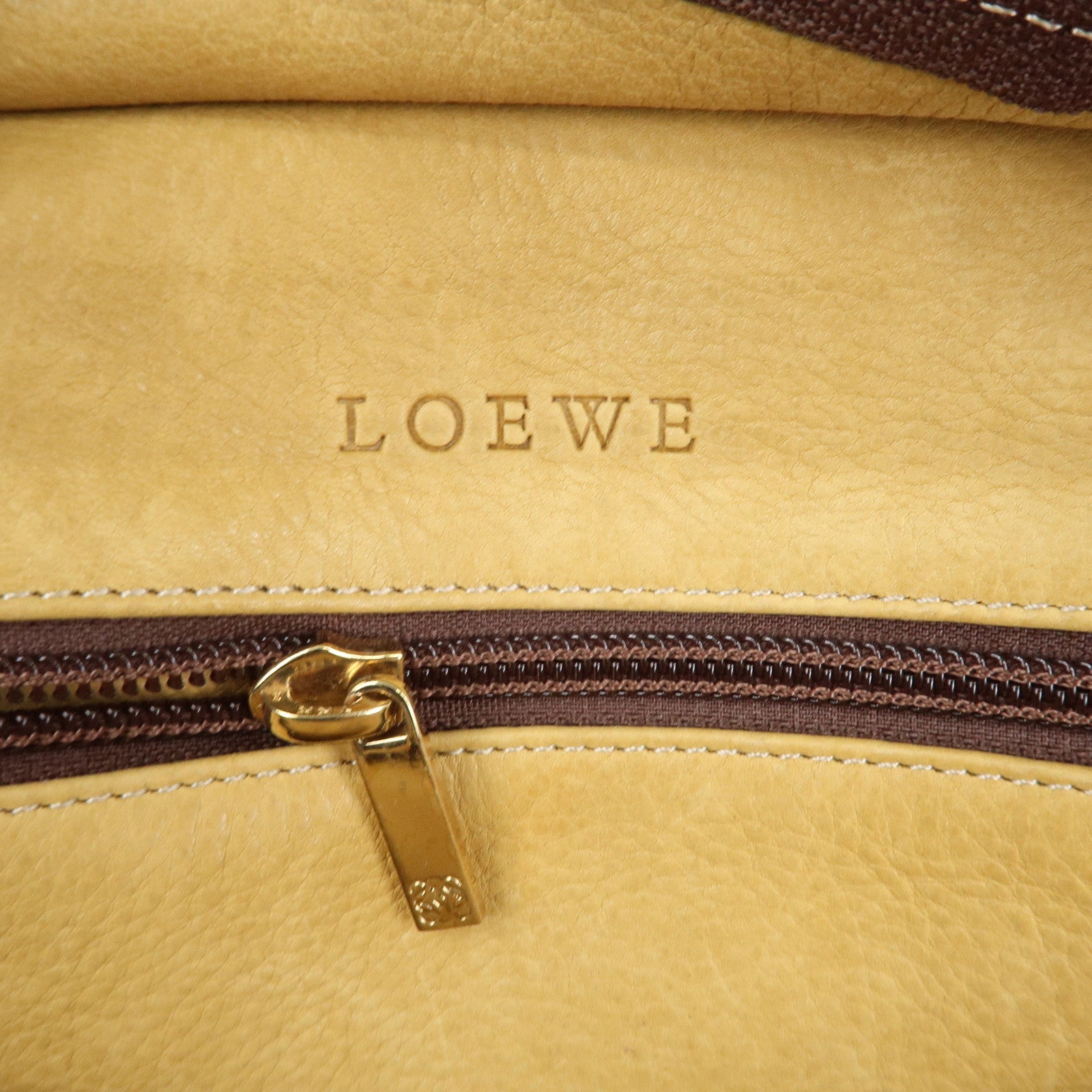 LOEWE Anagram Leather Suede Amazona 28 Hand Bag Beige Brown