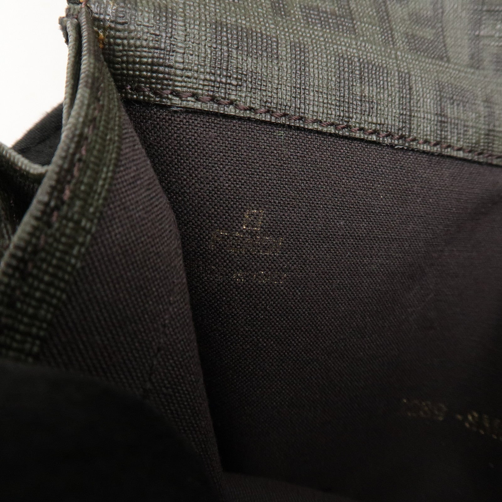 FENDI Zucchino PVC Flap Bi-Fold Long Wallet Black Moss Green 8M0235 Used