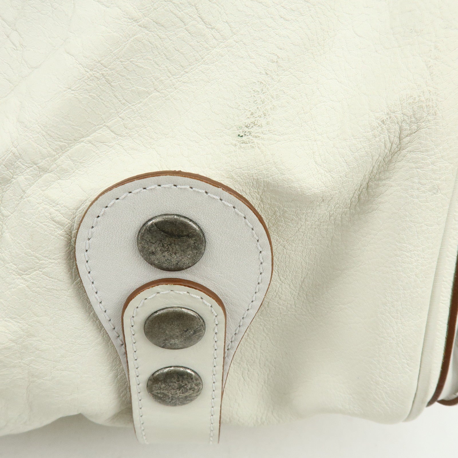 Chloe Silverado Leather Shoulder Bag Boston Bag Hand Bag White