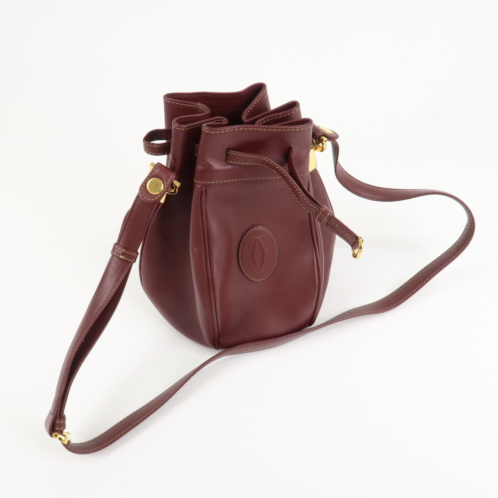 Cartier Must Line Calf Leather Shoulder Bag Bordeaux
