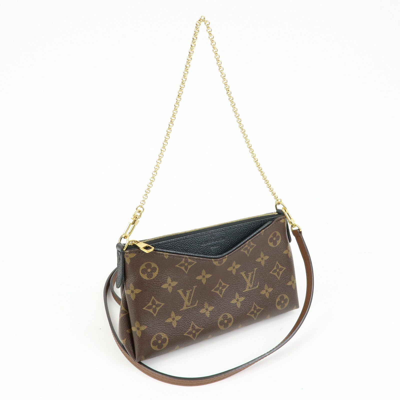 Louis Vuitton Monogram Pallas Clutch 2Way Shoulder Bag Noir M41639
