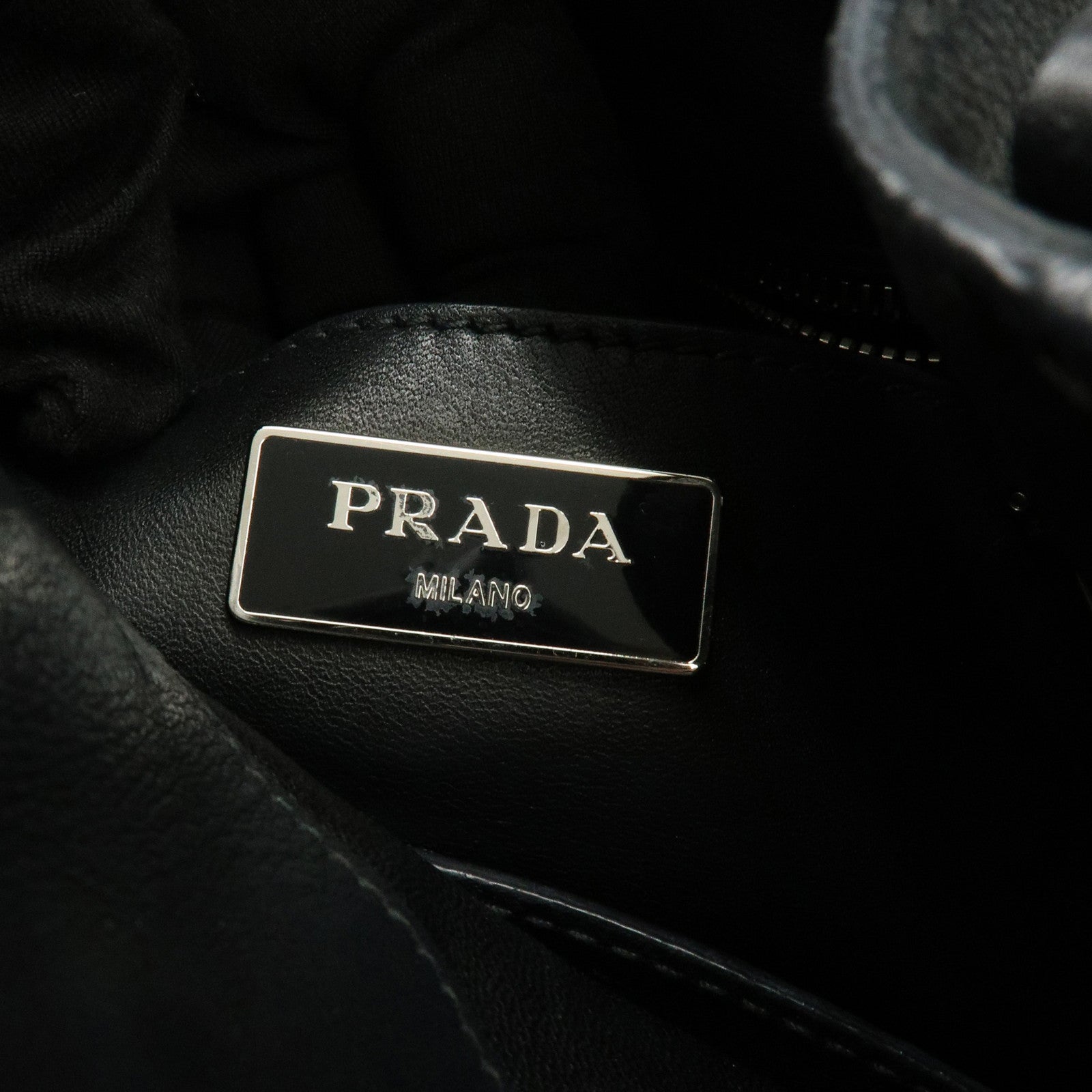 PRADA Triangle Logo City Calf Leather 2Way Bag Bucket Bag Black
