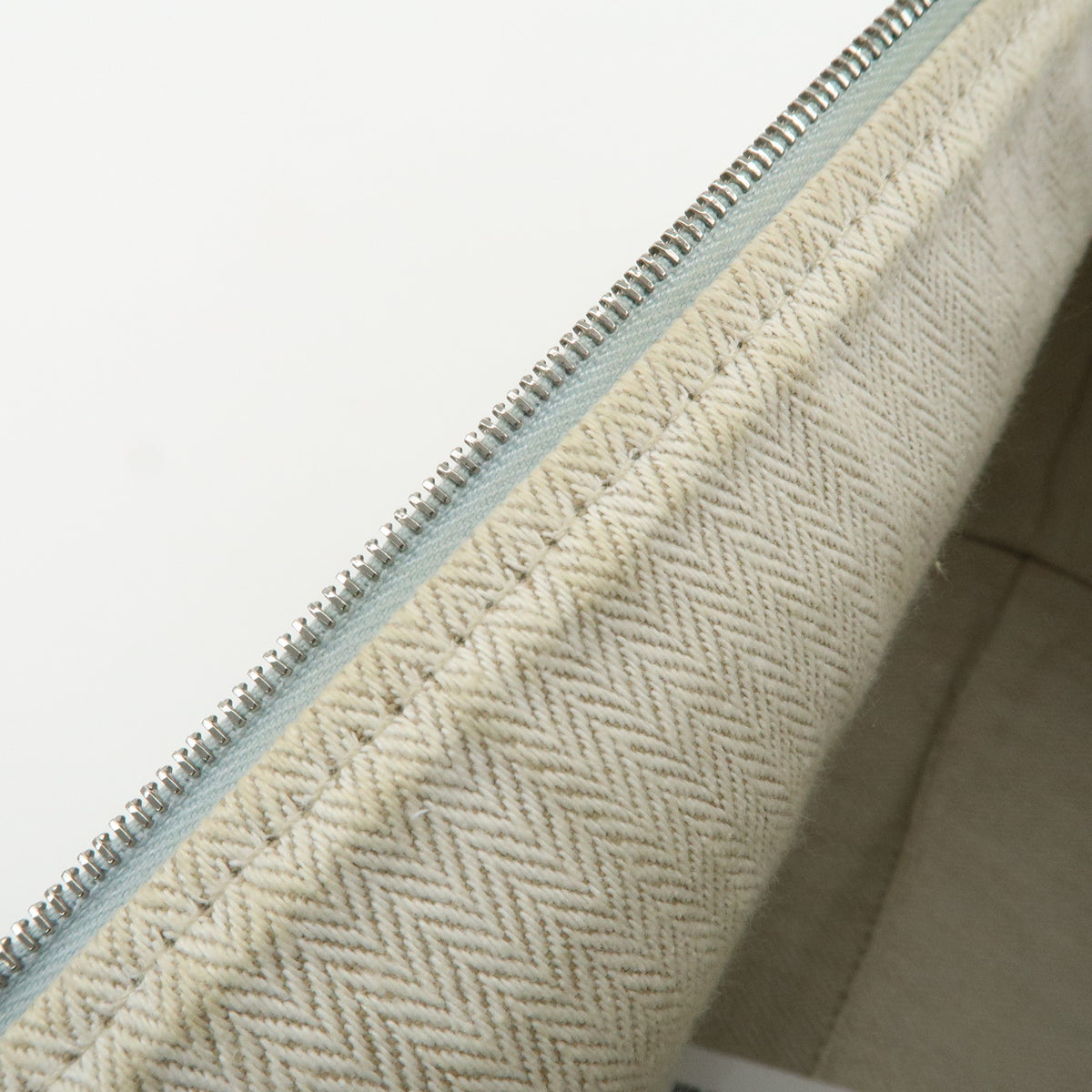 HERMES Bride A Brac GM Canvas Leather Hand Bag Pouch Light Blue