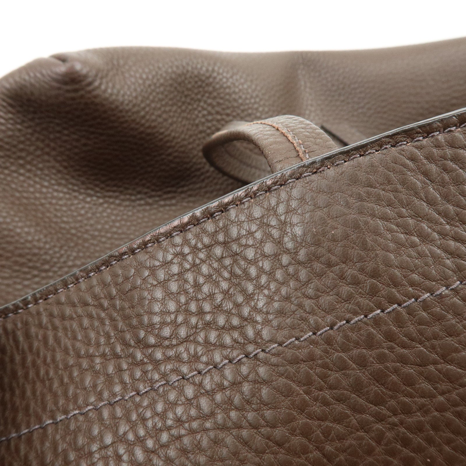 MIU MIU Logo Leather Tote Bag Shoulder Bag Hand Bag Dark Brown