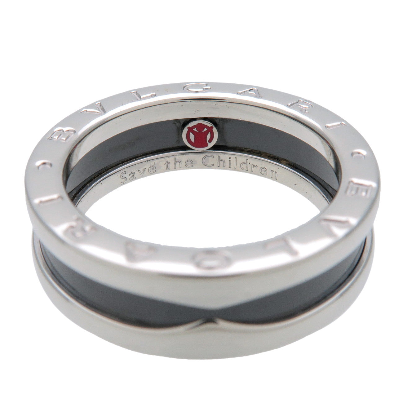 BVLGARI B-Zero1 Save the Children Ring SV925 Black Ceramic #55 US7