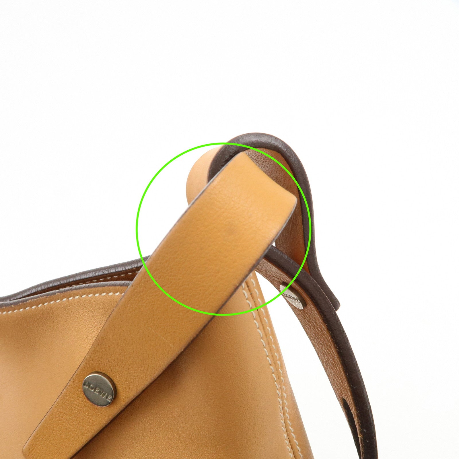 LOEWE Logo Leather Shoulder Bag Hand Bag Tote Bag Light Brown