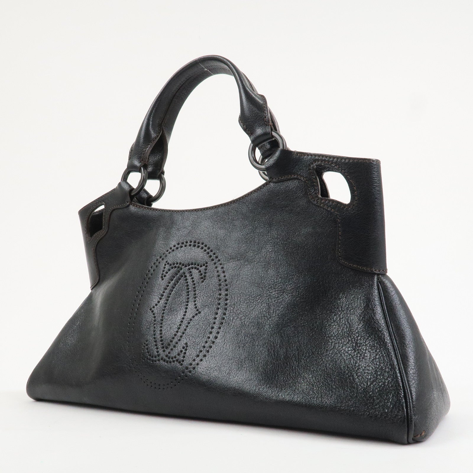 Cartier Must Line Calf Leather Marcello Hand Bag Dark Brown