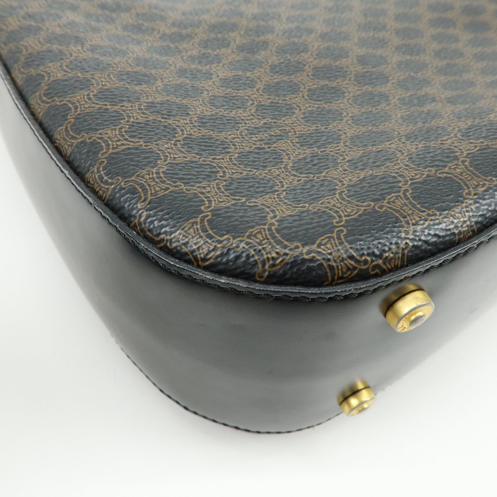 CELINE Macadam PVC Canvas Leather Shoulder Crossbody Bag Black