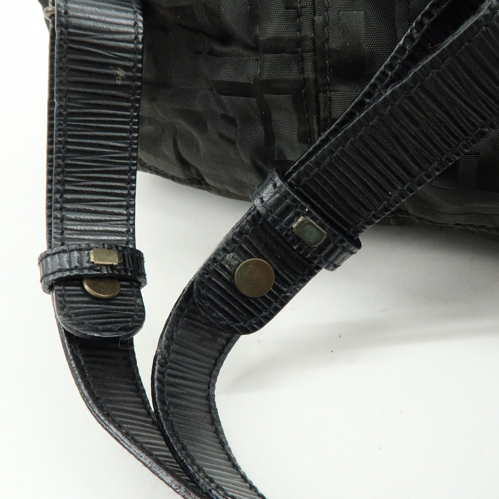 FENDI Logo Zucca Nylon Leather Backpack Rucksack Black