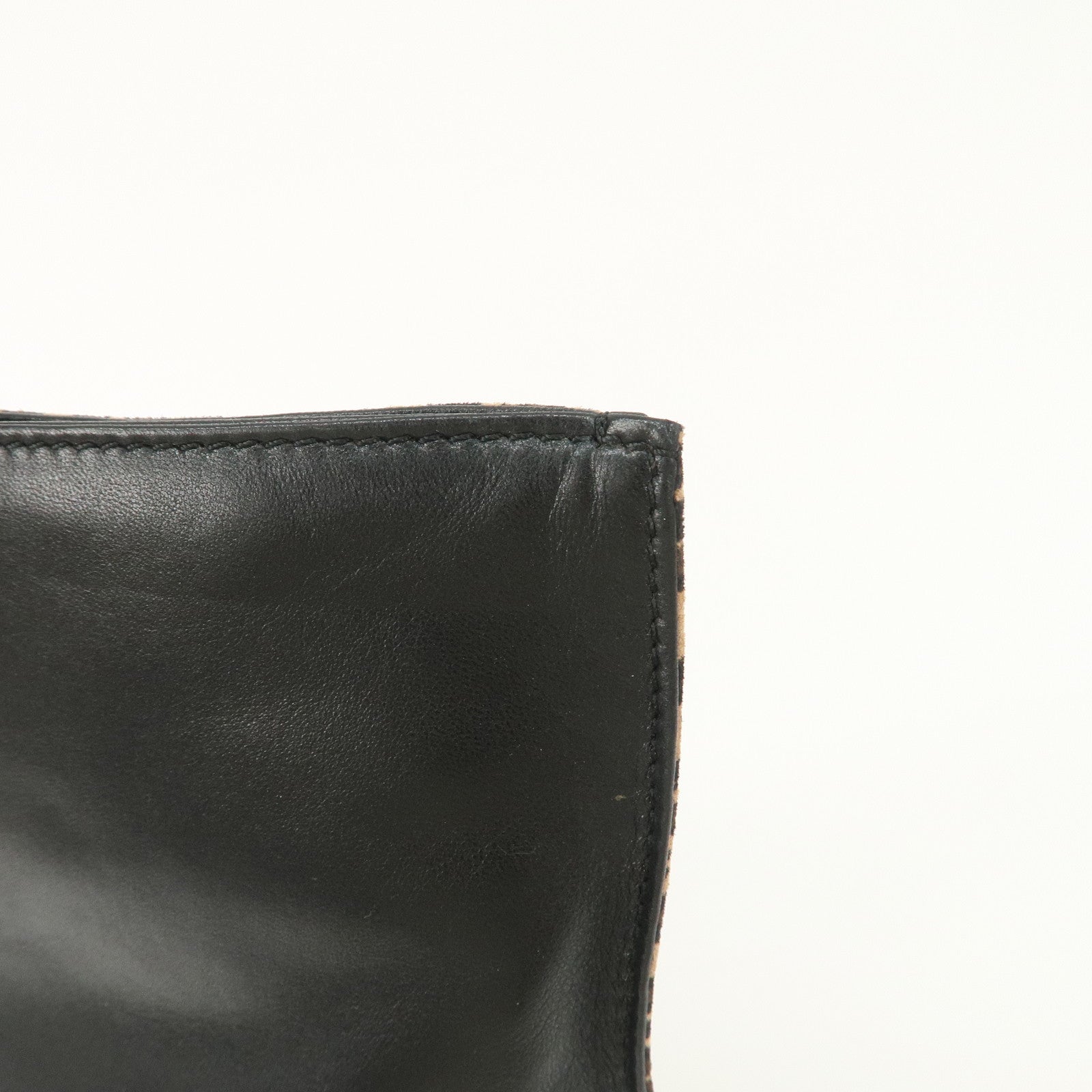 LOEWE Leather Tote Bag Hand Bag Leopard Brown Black Gold HDW Used