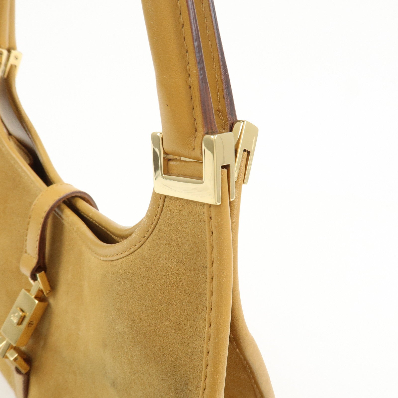GUCCI Jackie Suede Leather Shoulder Bag Hand Bag Camel 002・1068