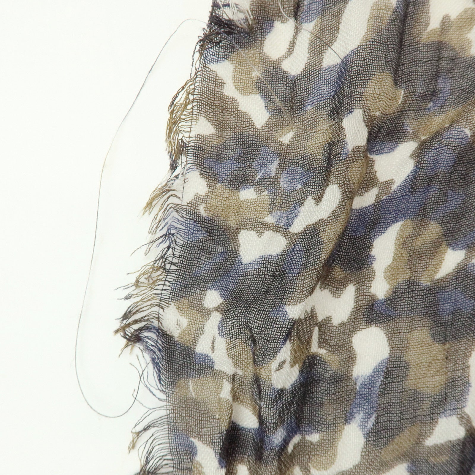 Louis Vuitton Cashmere Silk Scarf Shawl Camouflage Khaki M75136