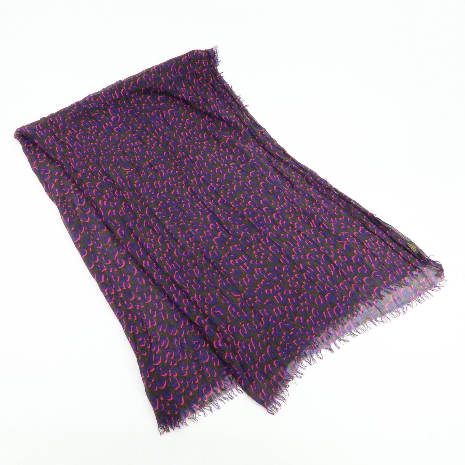 Louis Vuitton Cashmere Silk Scarf Leopard Purple Black 413287