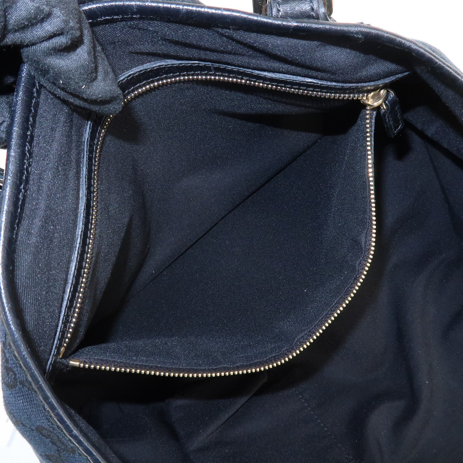 GUCCI Sherry GG Canvas Leather Tote Shoulder Bag Black 137396
