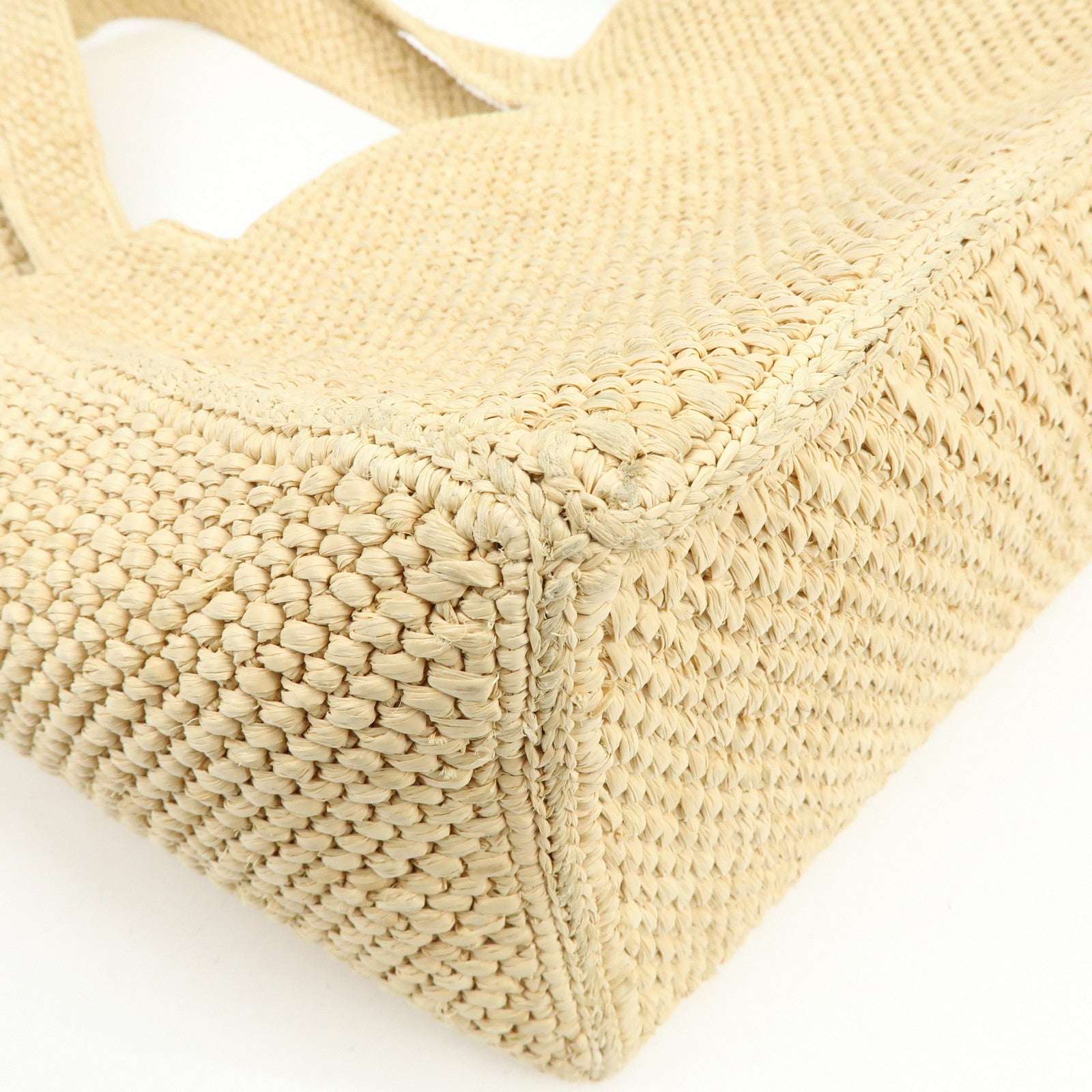LOEWE Font Tote Raffia Leather 2Way Bag Tote Bag Shoulder Bag Beige