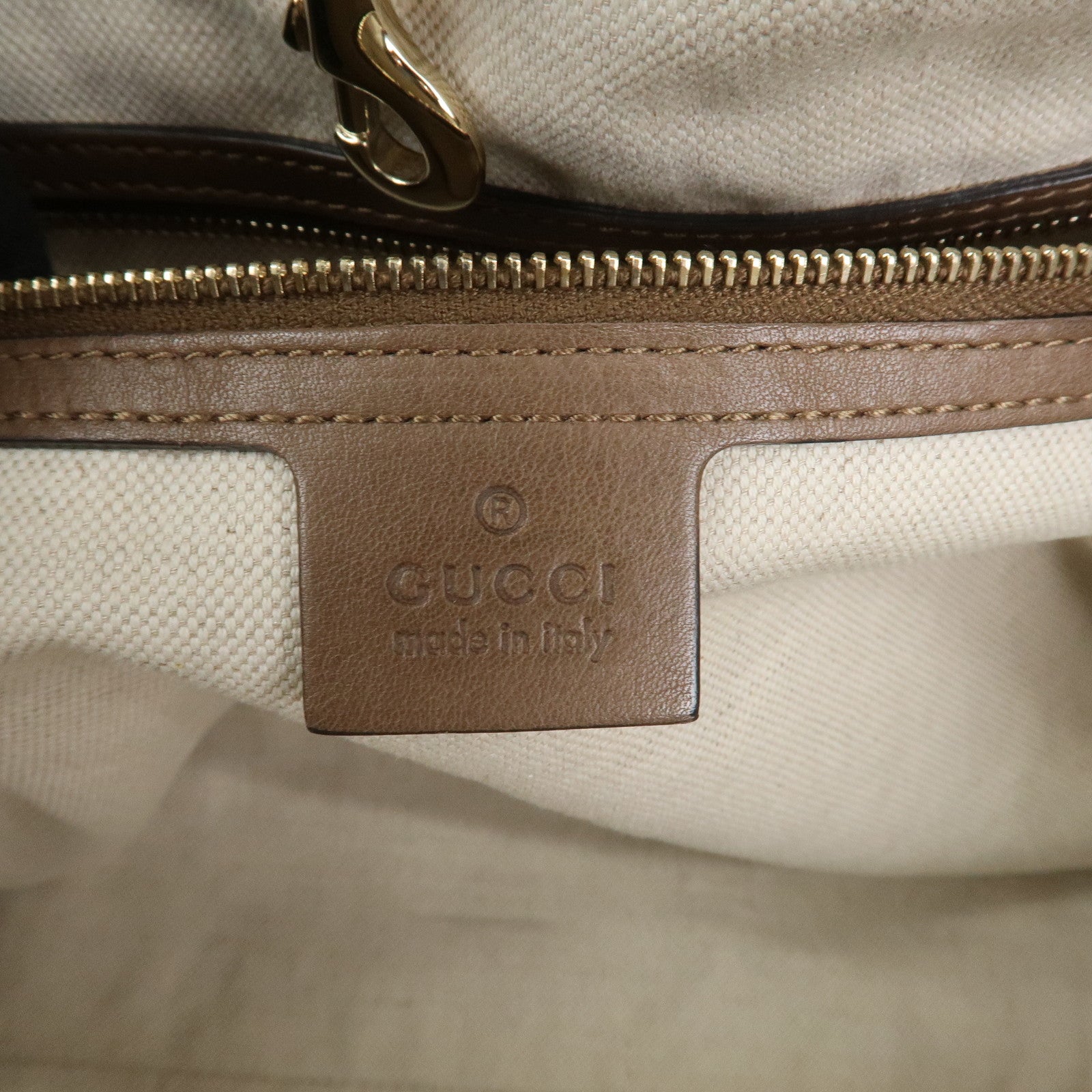 GUCCI GG Supreme Canvas Leather Tote Shoulder Bag Beige 309613