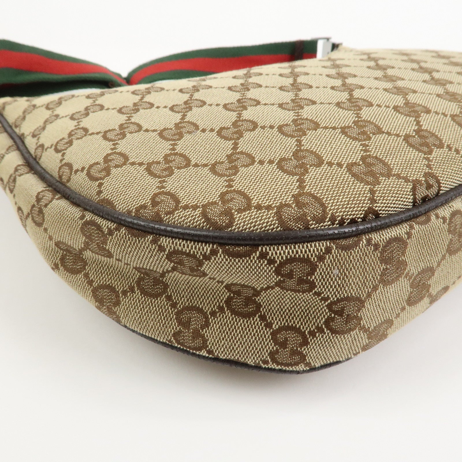 GUCCI Sherry GG Canvas Leather Shoulder Bag Beige Brown 122790