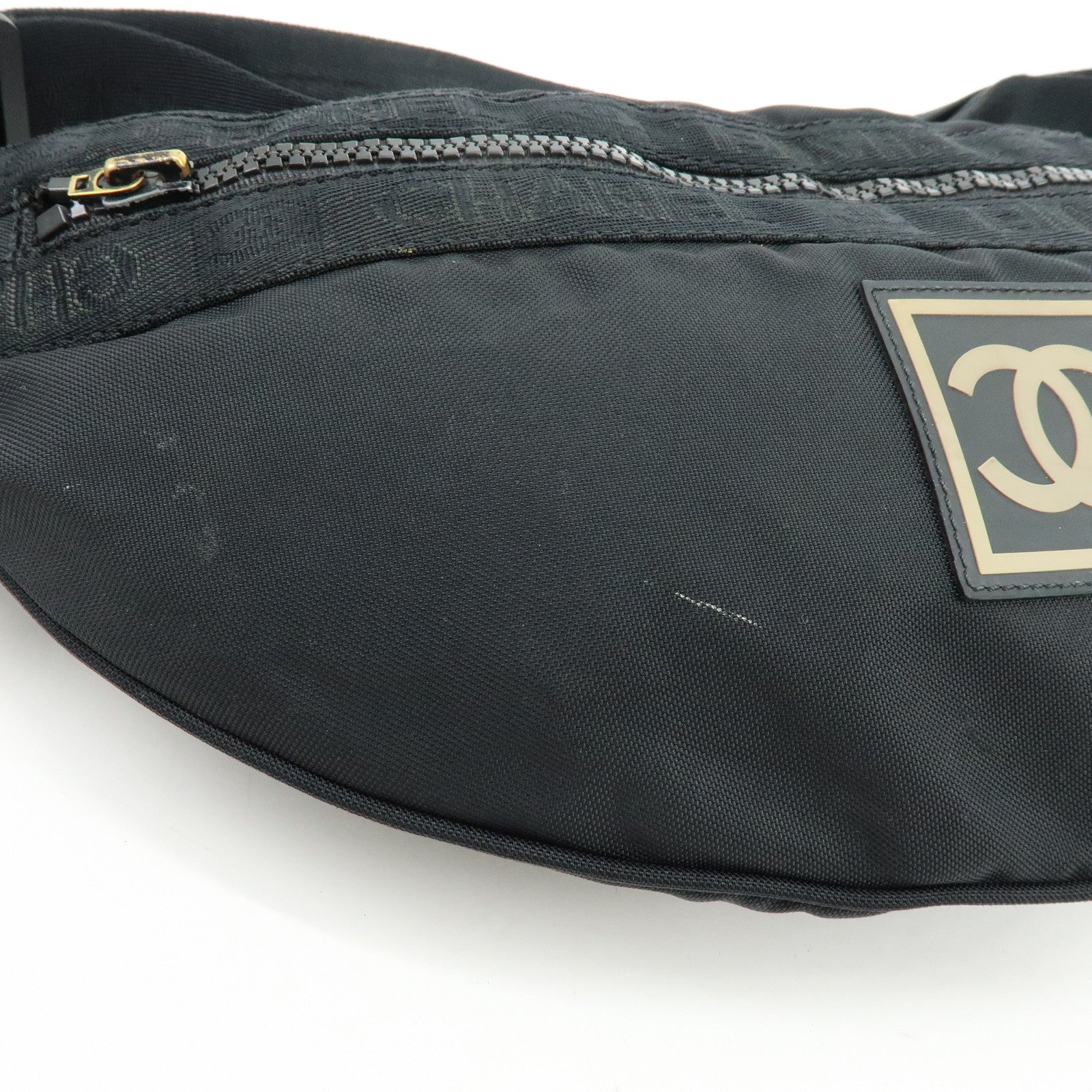 CHANEL Sports Line Nylon Banana Bag Waist Bag Crossbody Bag Black