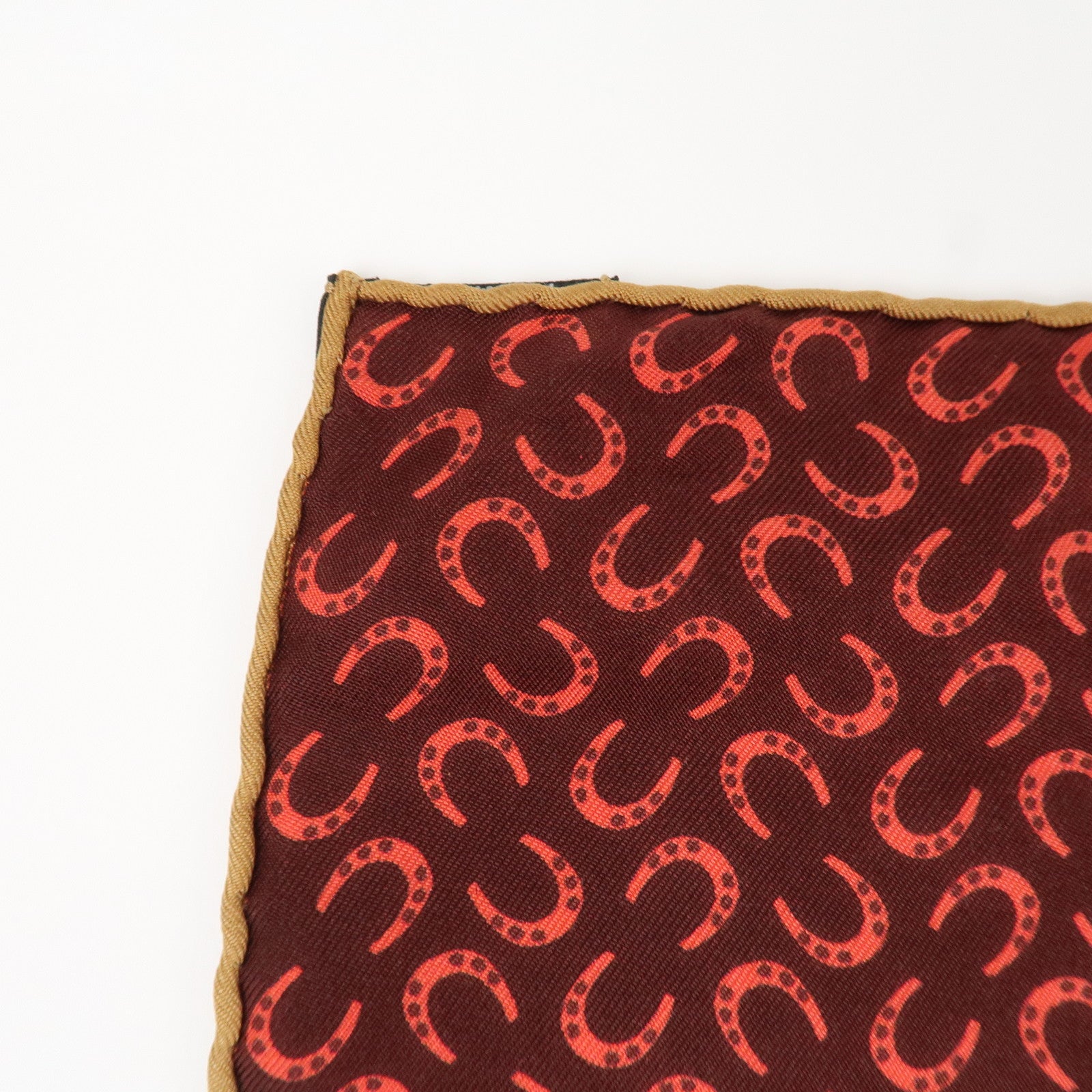 HERMES Carre 90 Silk 100% Scarf Porte Bonheur Horse Pattern Red Used