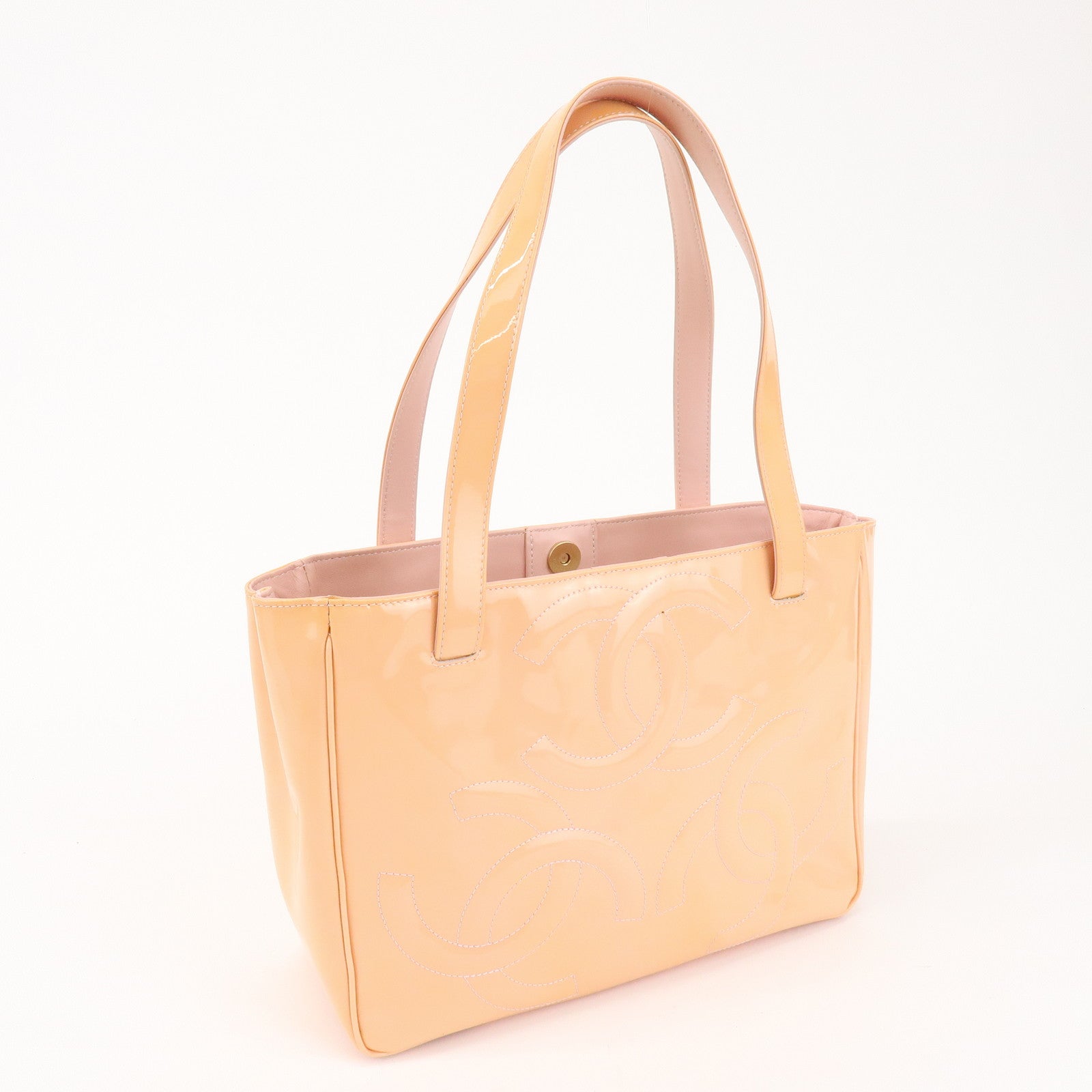 CHANEL COCOMark Patent Leather Tote Bag Shoulder Bag Pink