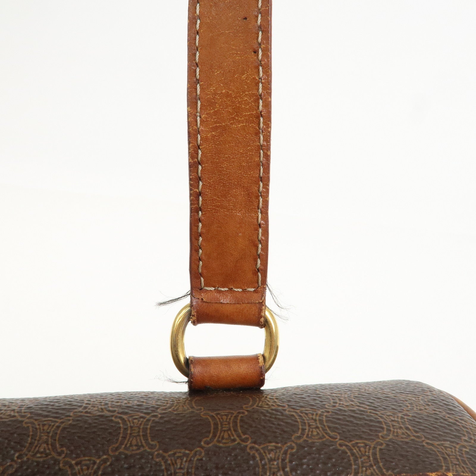 CELINE Macadam PVC Leather Hand Bag Shoulder Bag Brown