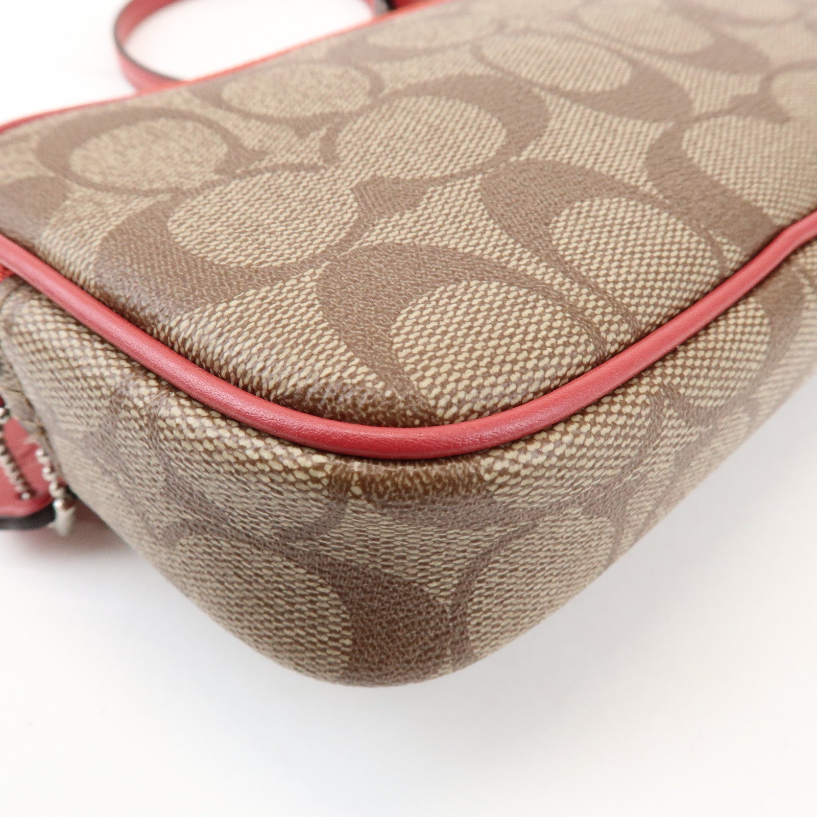 COACH Signature Pacman Collaboration Shoulder Bag Brown Red