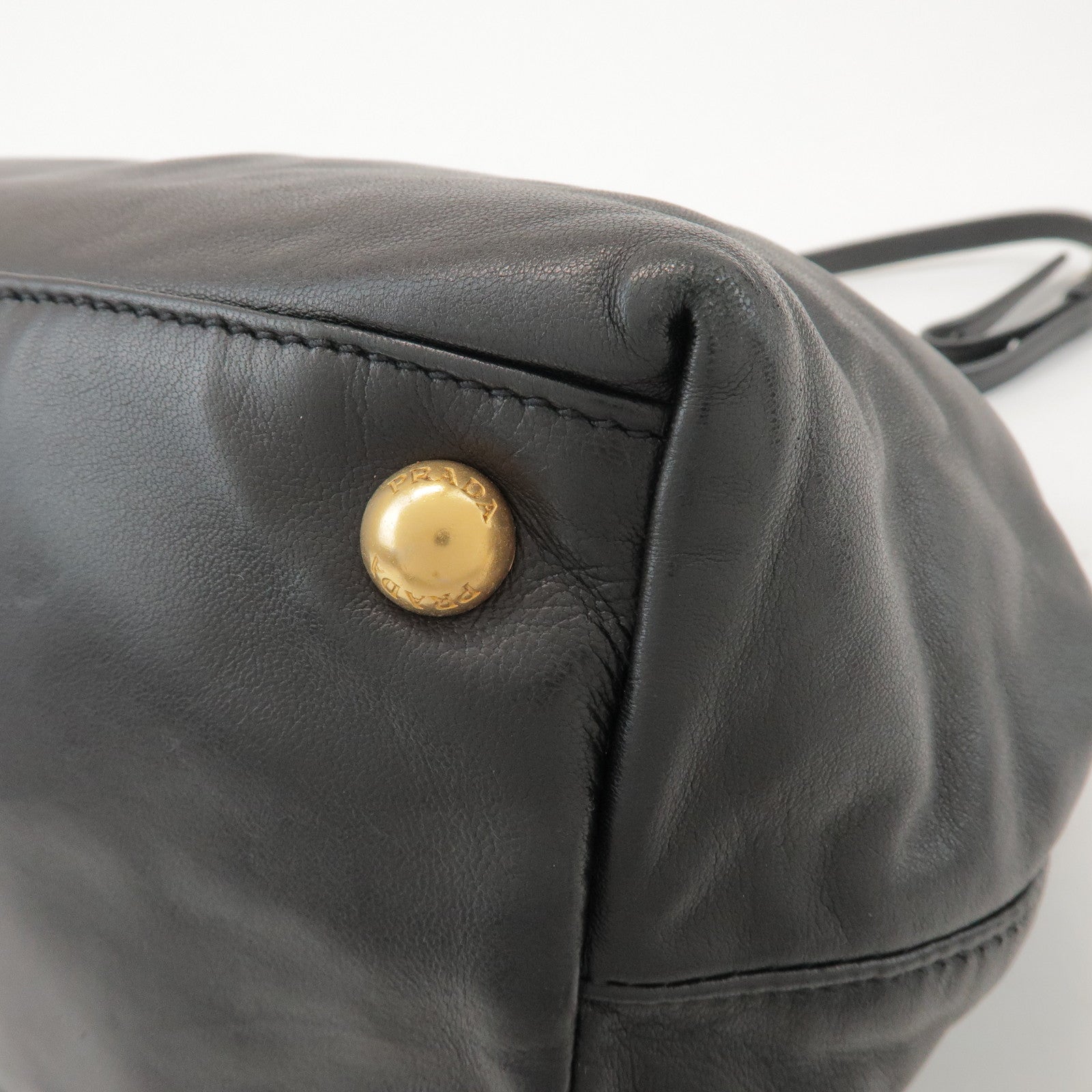 PRADA Logo Leather 2Way Hand Shoulder Bag Ribbon Black Pink BN1604