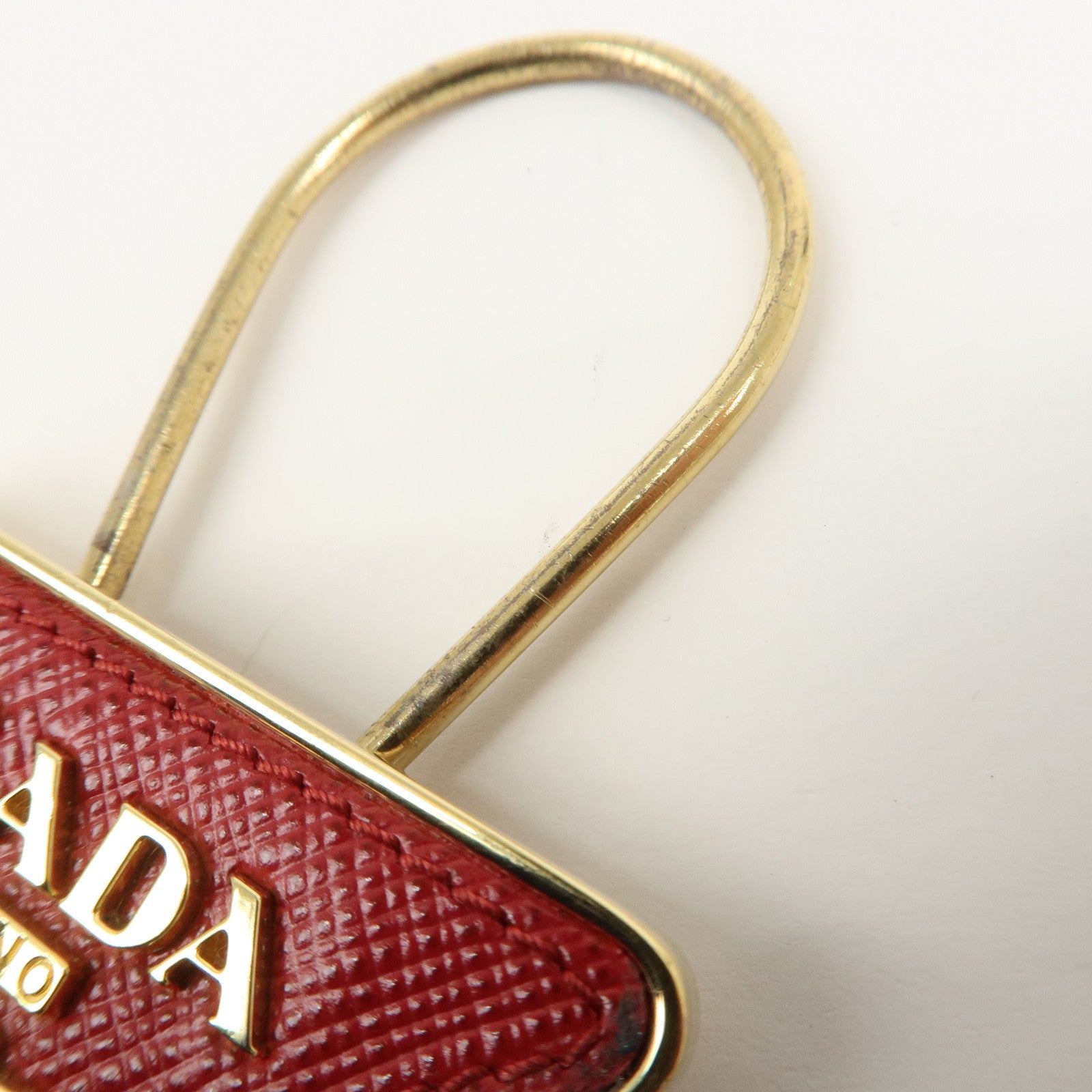 PRADA Triangle Logo Saffiano Leather Metal Bag Charm Red 1PP301