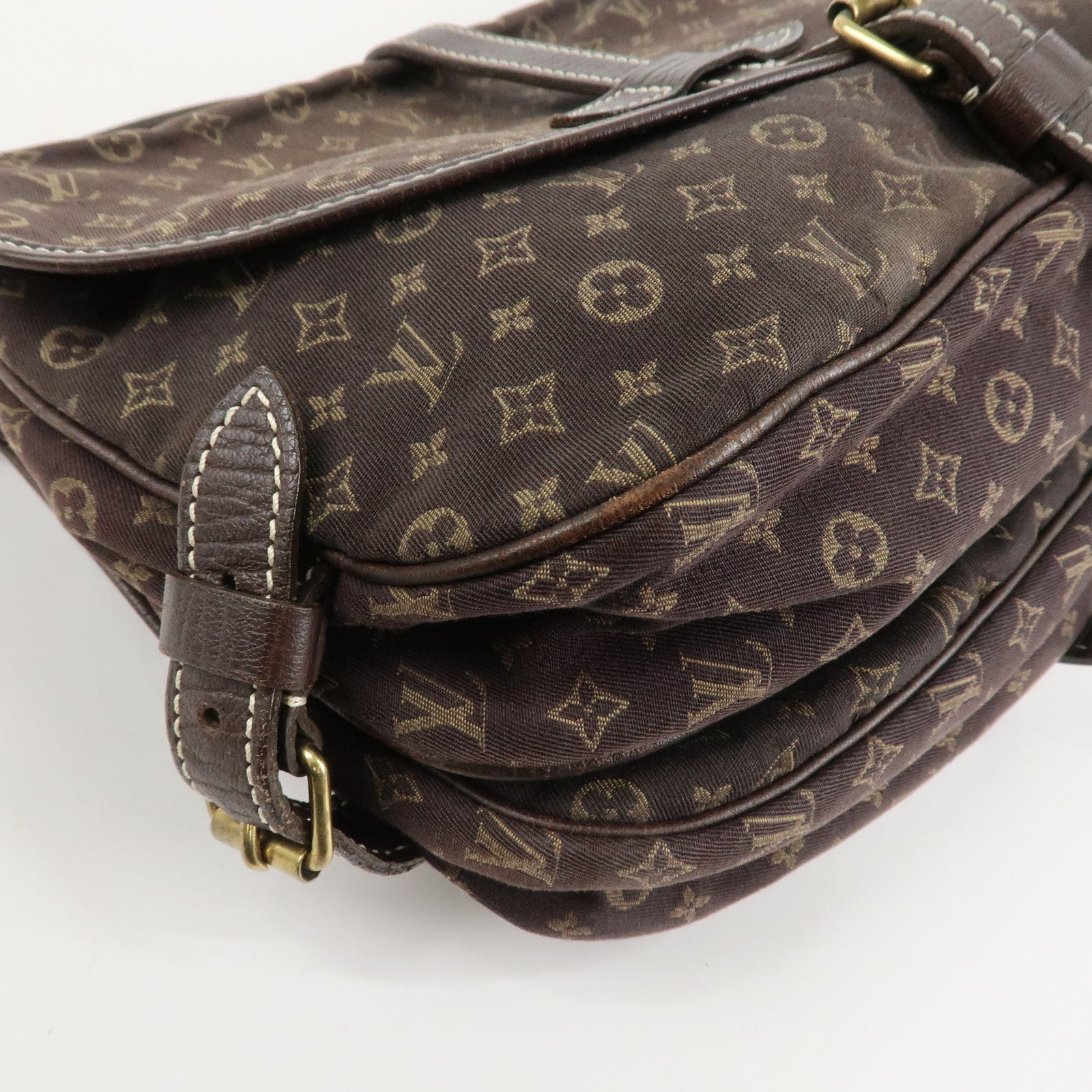 Louis Vuitton Monogram Mini Lin Saumur 30 Shoulder Bag Brown M95227 Used
