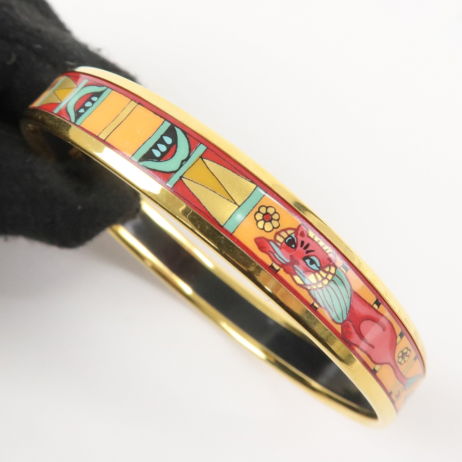 HERMES Email PM Bangle Bracelet Cloisonne Enamel Z Stamped Multicolor Used