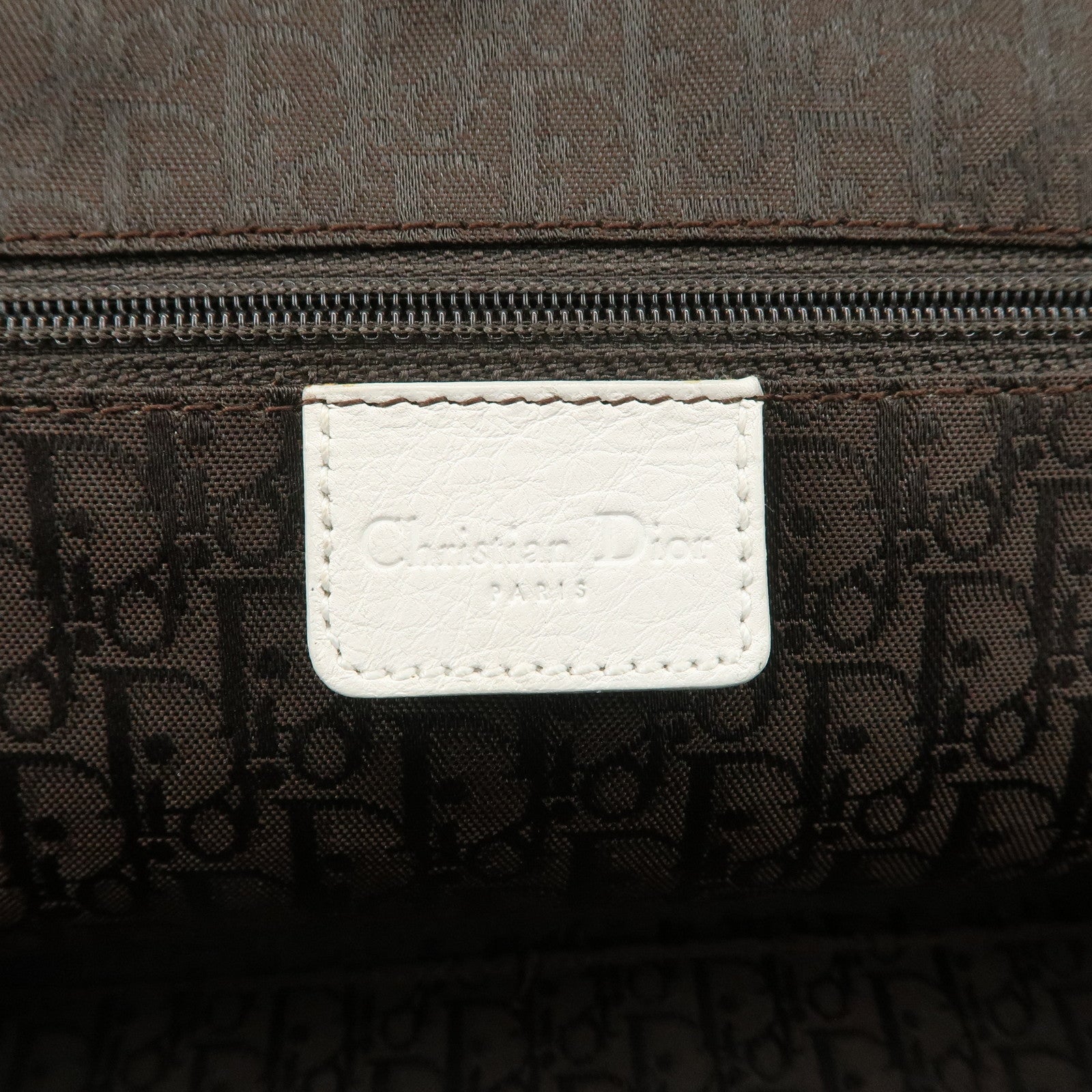 Christian Dior Logo Leather Hand Bag Boston Bag White