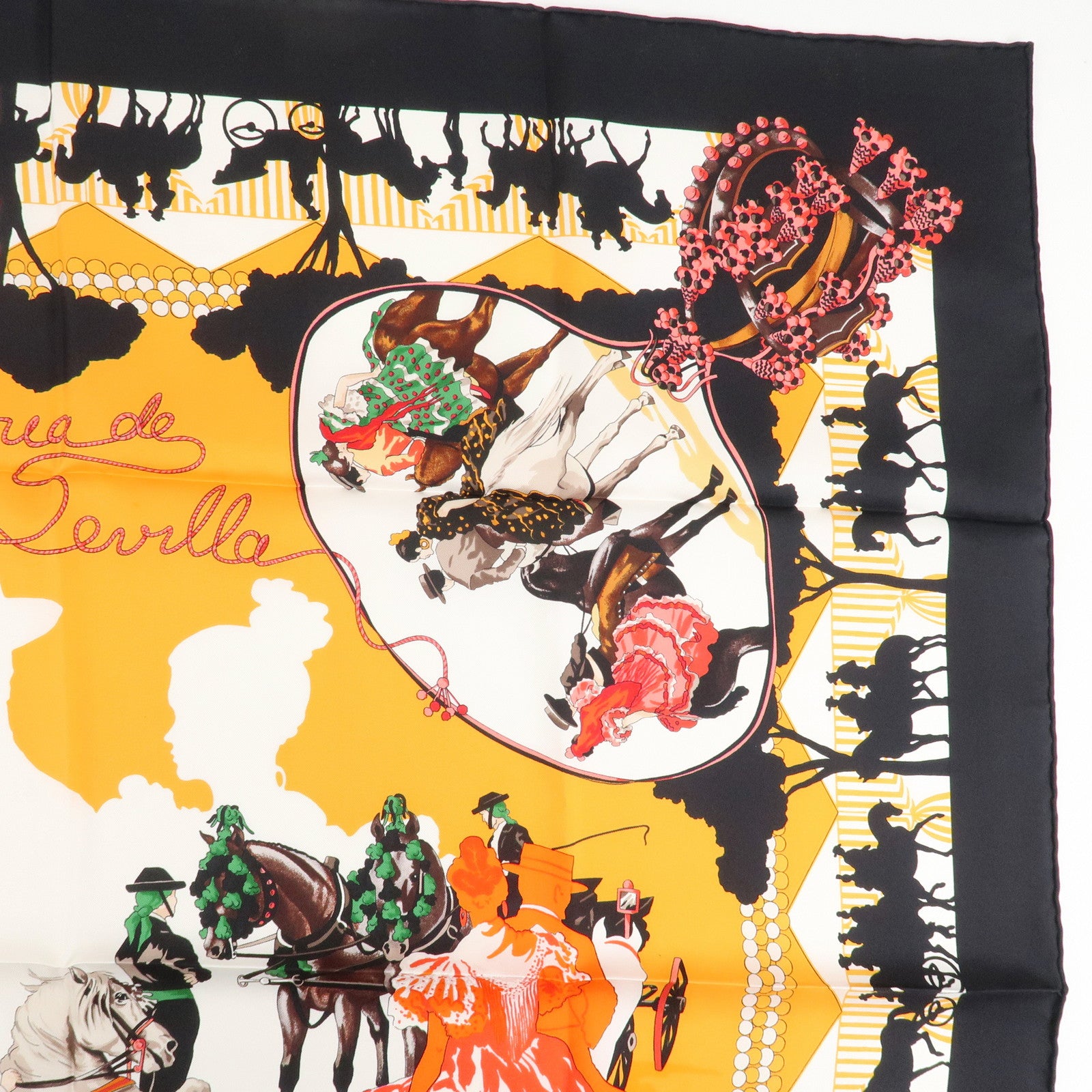 HERMES Carre 90 Silk 100% Scarf Les Voitures A Transformation Black Used