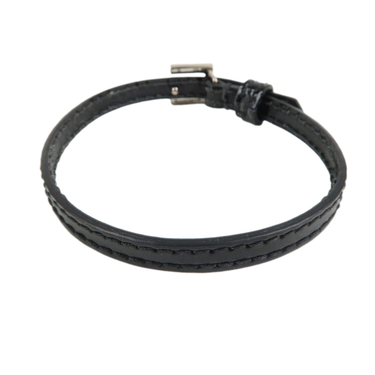 GUCCI Square G Paten Leather Rhinestone Bracelet Black