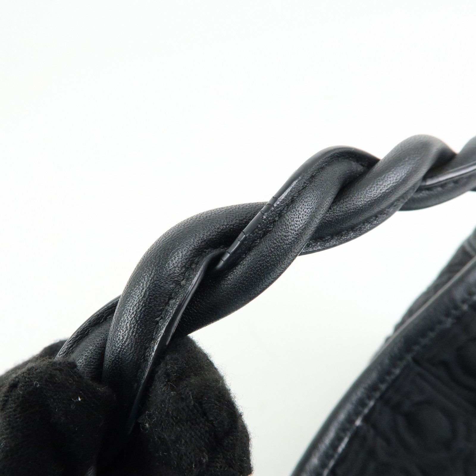 Ferragamo Gancini Canvas Leather Mini Hand Bag Black