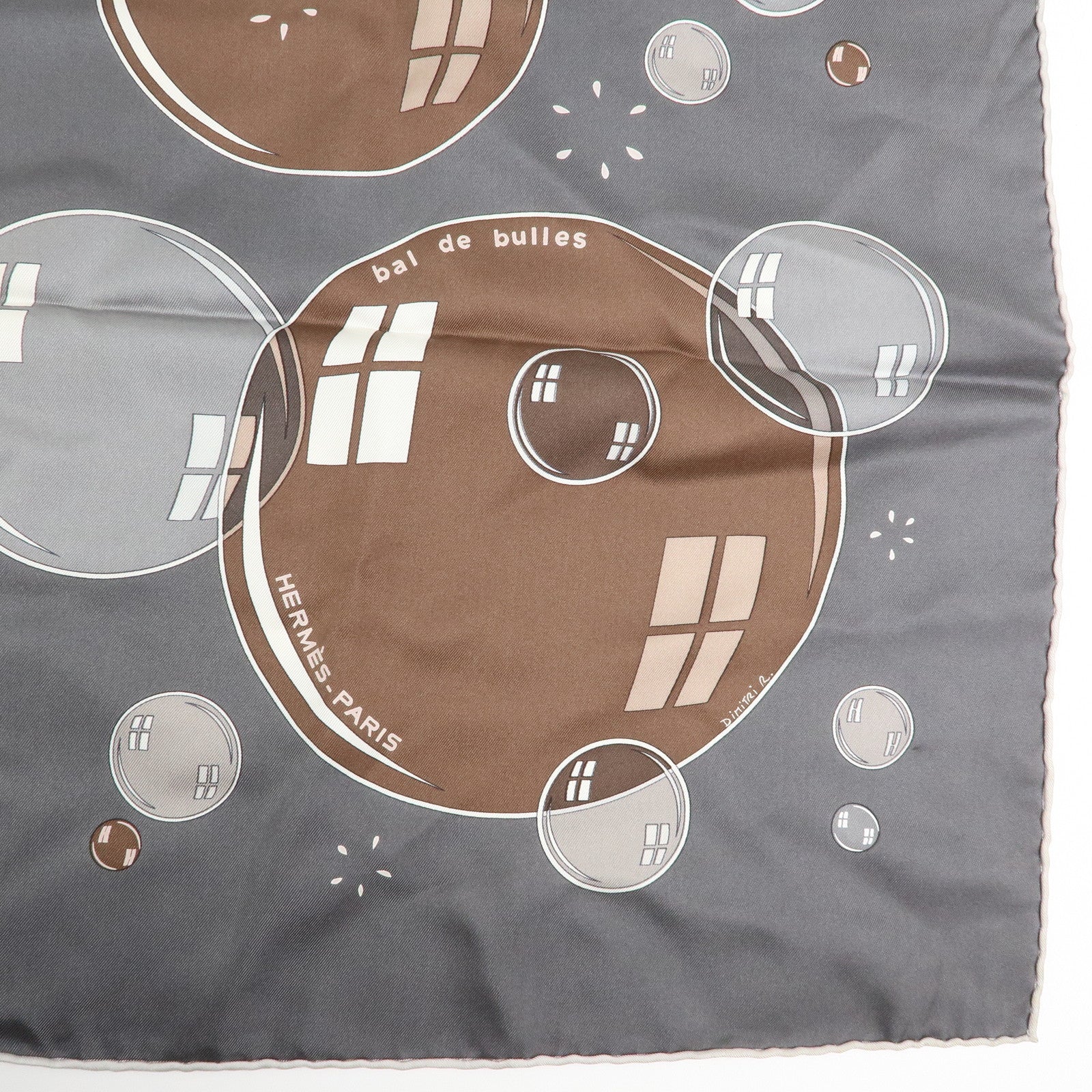 HERMES Carre 90 Silk 100% Scarf bal de bulles Soap Bubble Print