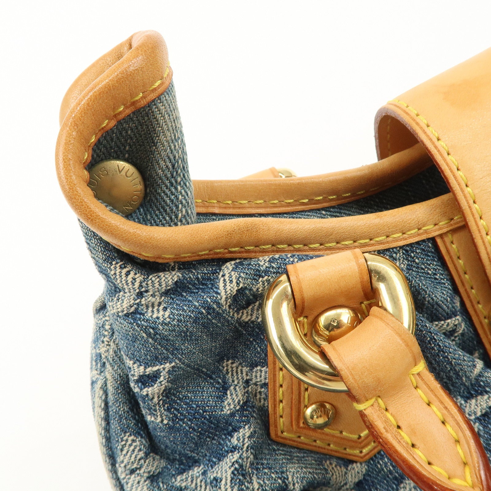 Louis Vuitton Monogram Denim Pleaty Hand Bag Blue M95020