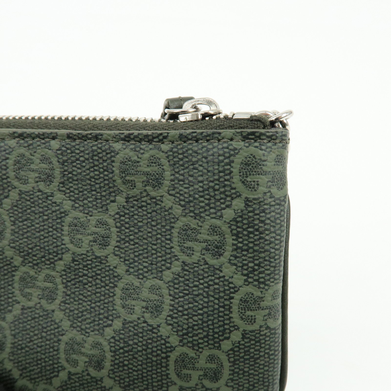 GUCCI Trim GG Supreme PVC Coin Case Card Case Khaki