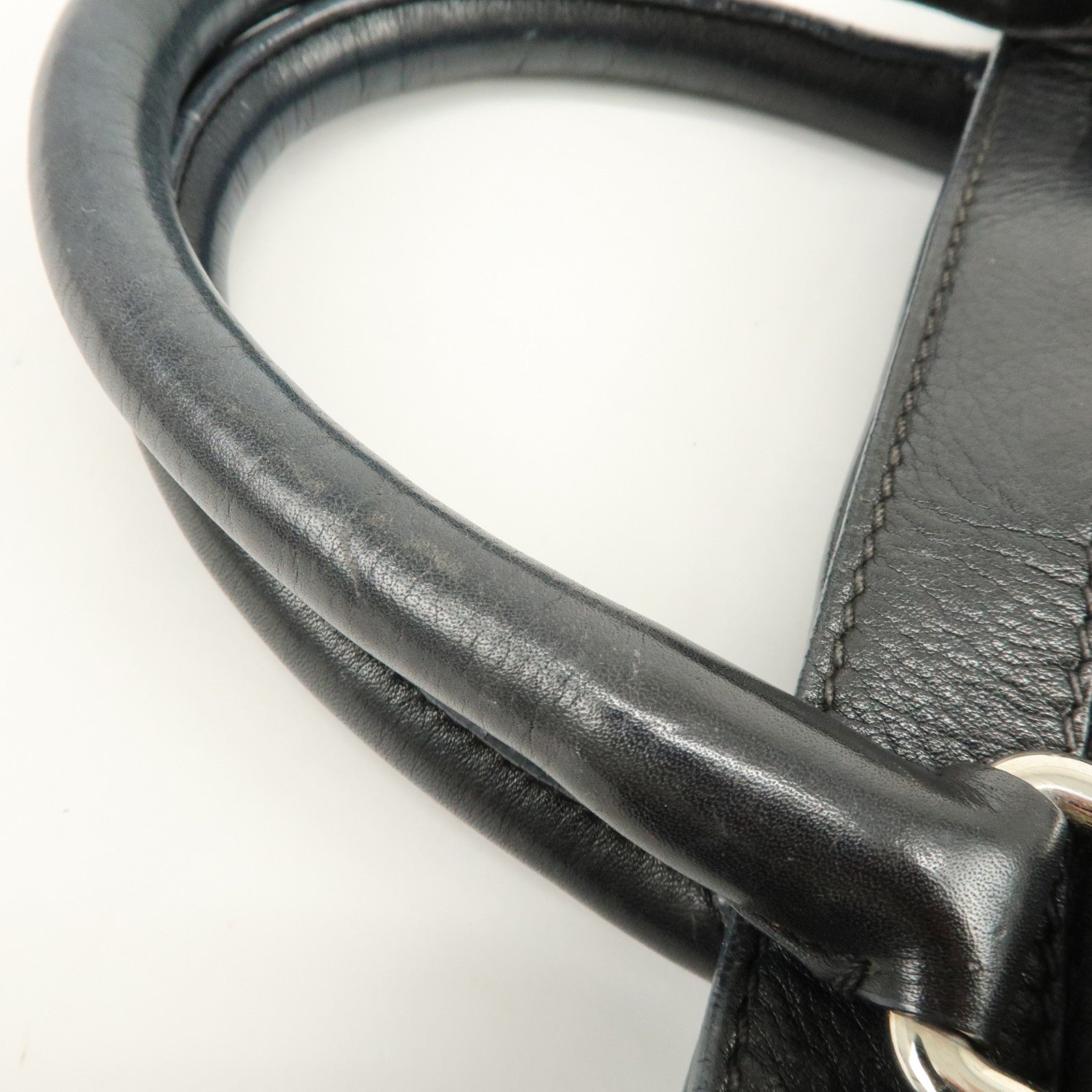 PRADA Logo Leather 2Way Bag Hand Bag Shoulder Bag Black BN1226