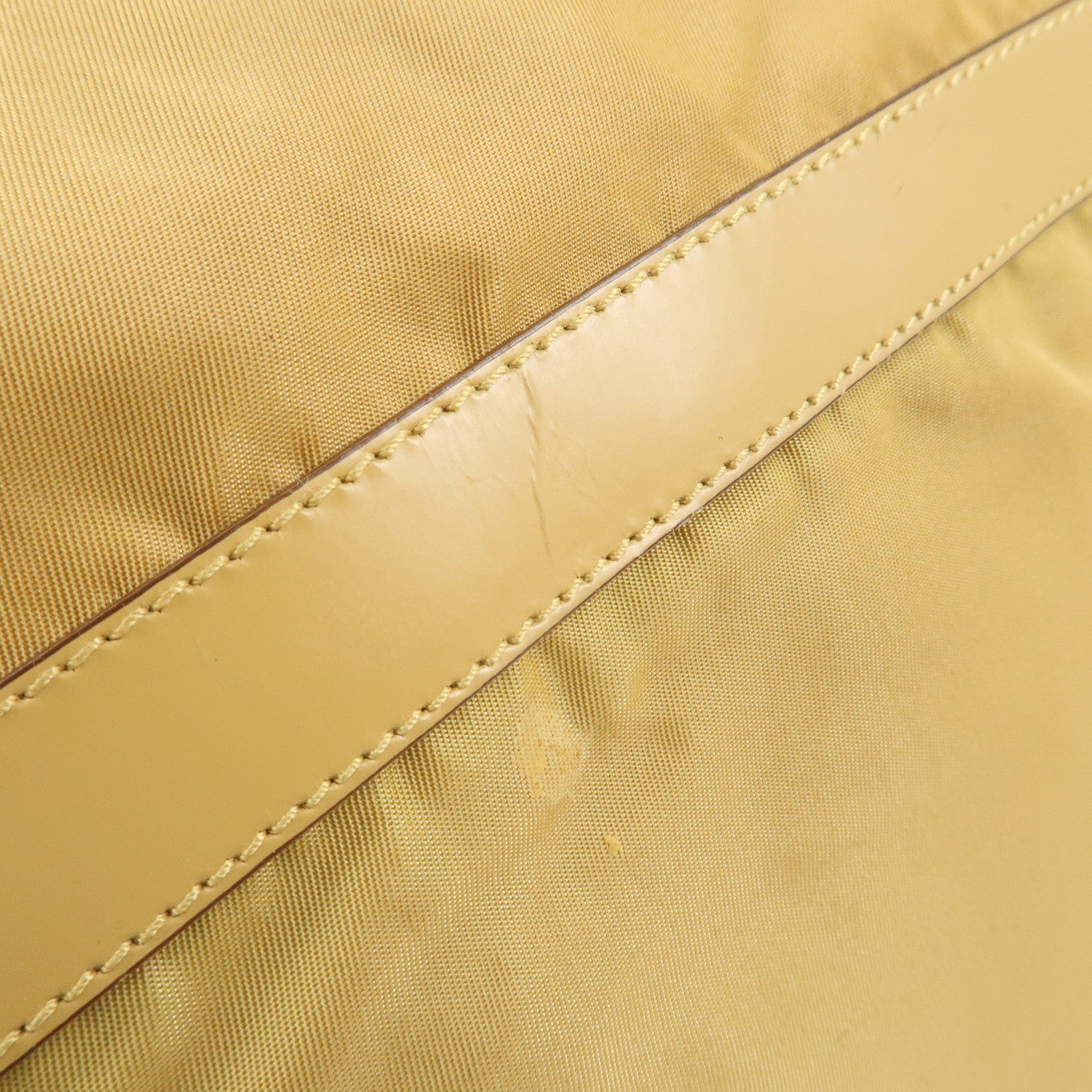 PRADA Triangle Logo Nylon Leather Shoulder Bag Crossbody Bag Beige