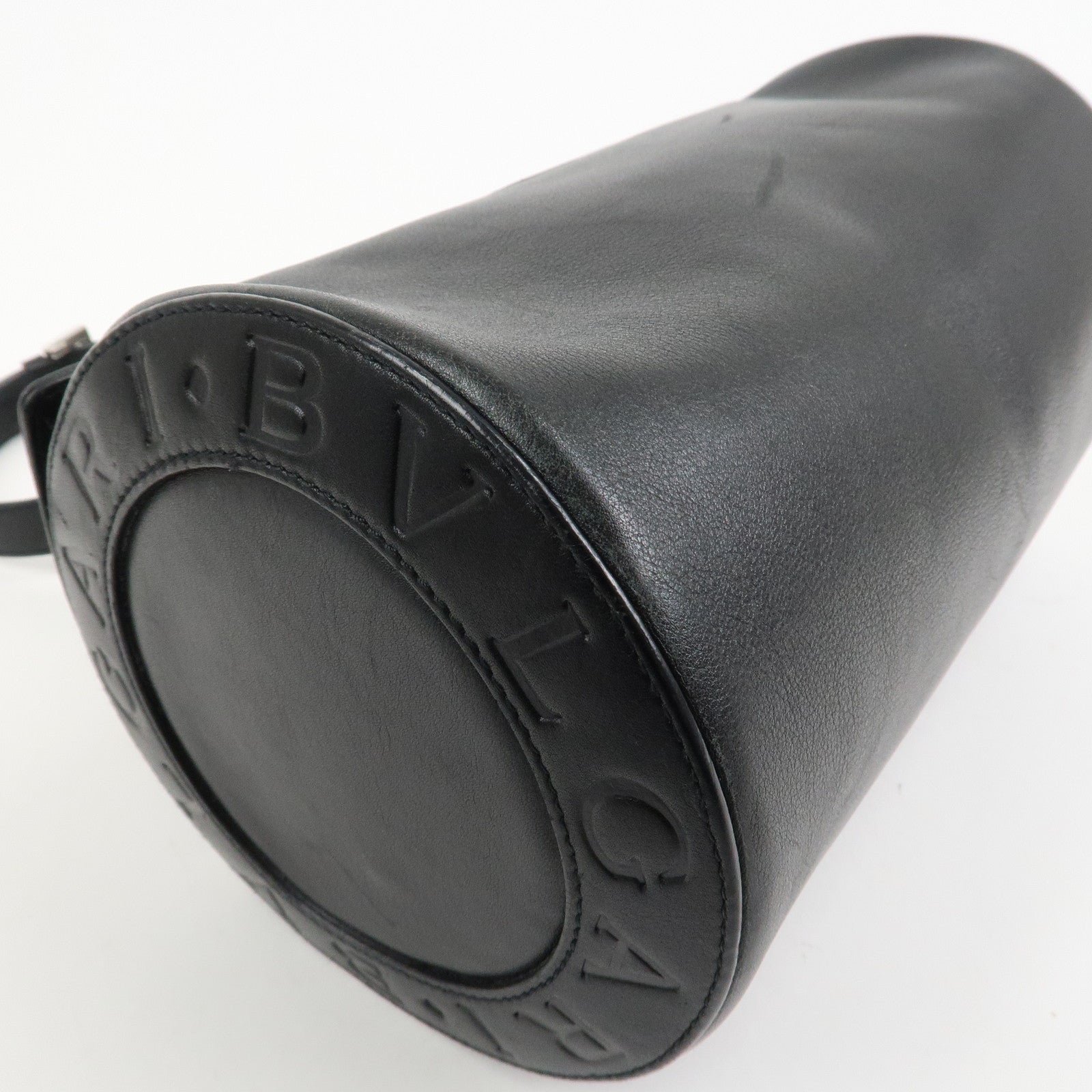 BVLGARI B-zero 1 Drum Leather Shoulder Bag Black