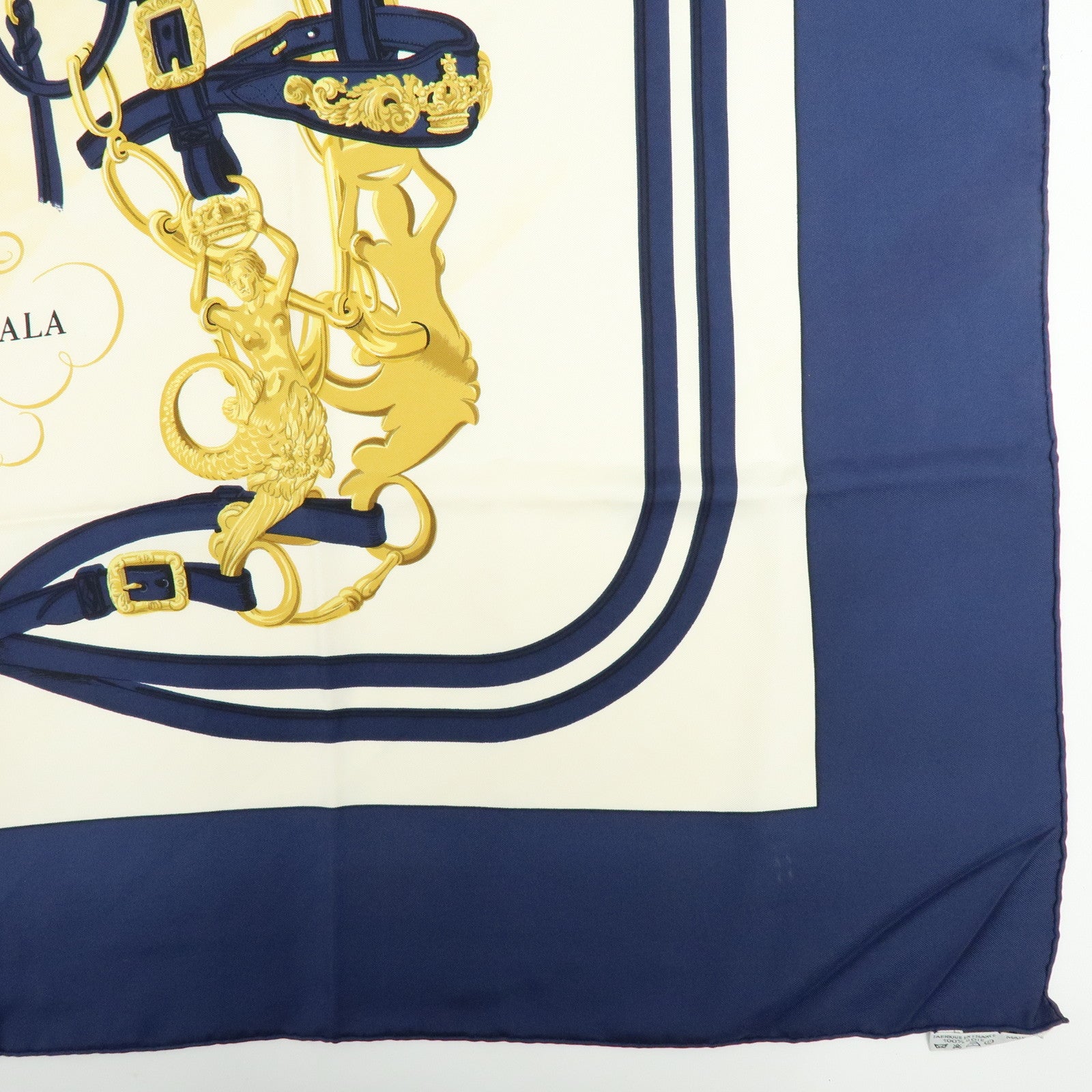 HERMES Carre 90 Set of 2 Silk 100% Scarf Navy Ivory Green Purple