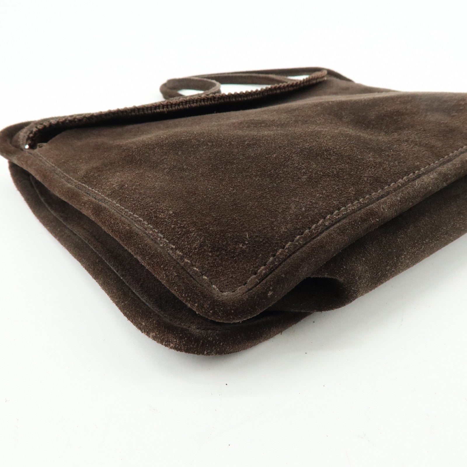 BOTTEGA VENETA Suede Shoulder Bag Tote Bag Dark Brown
