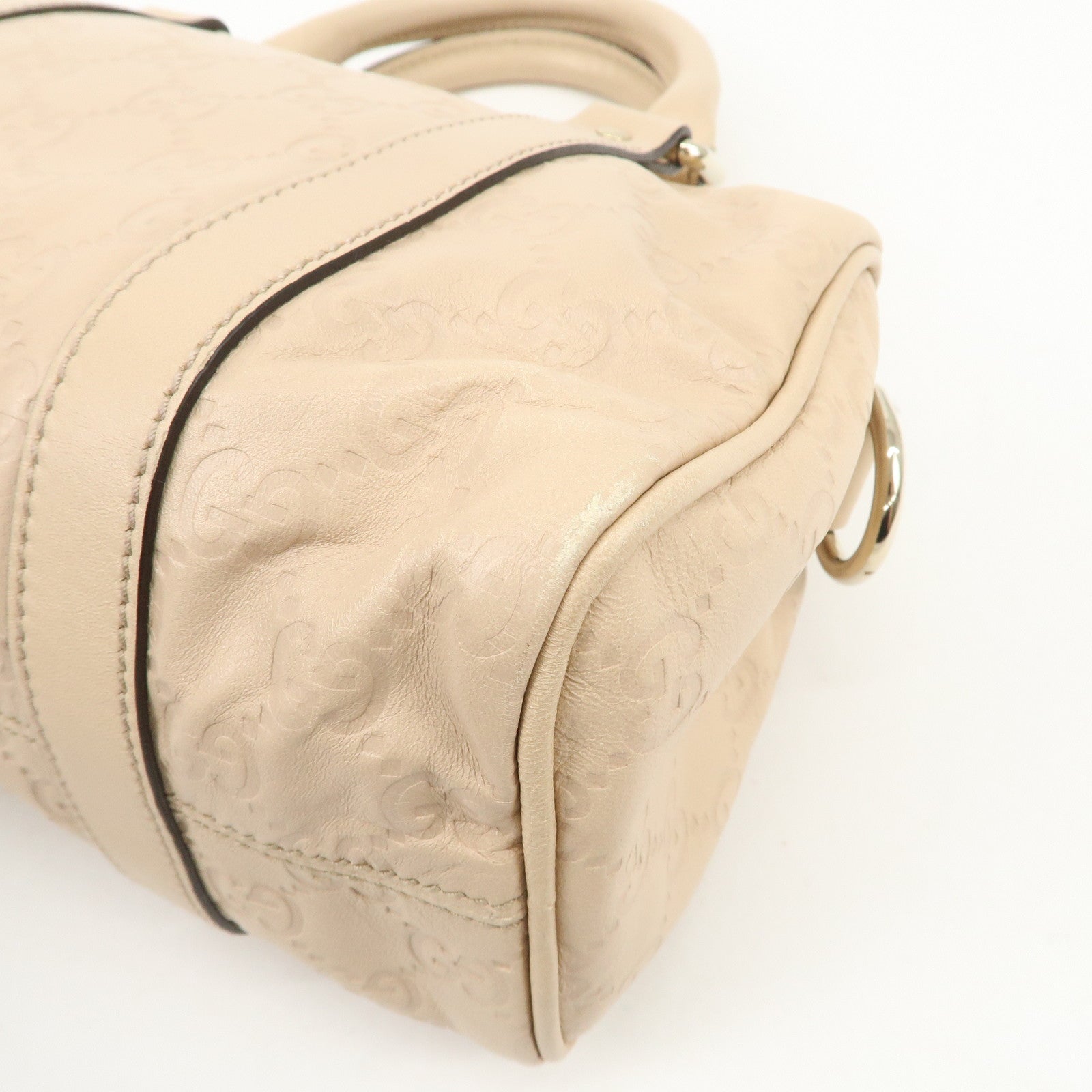 GUCCI Guccissima Leather Mini Boston Bag Pink Beige 193604