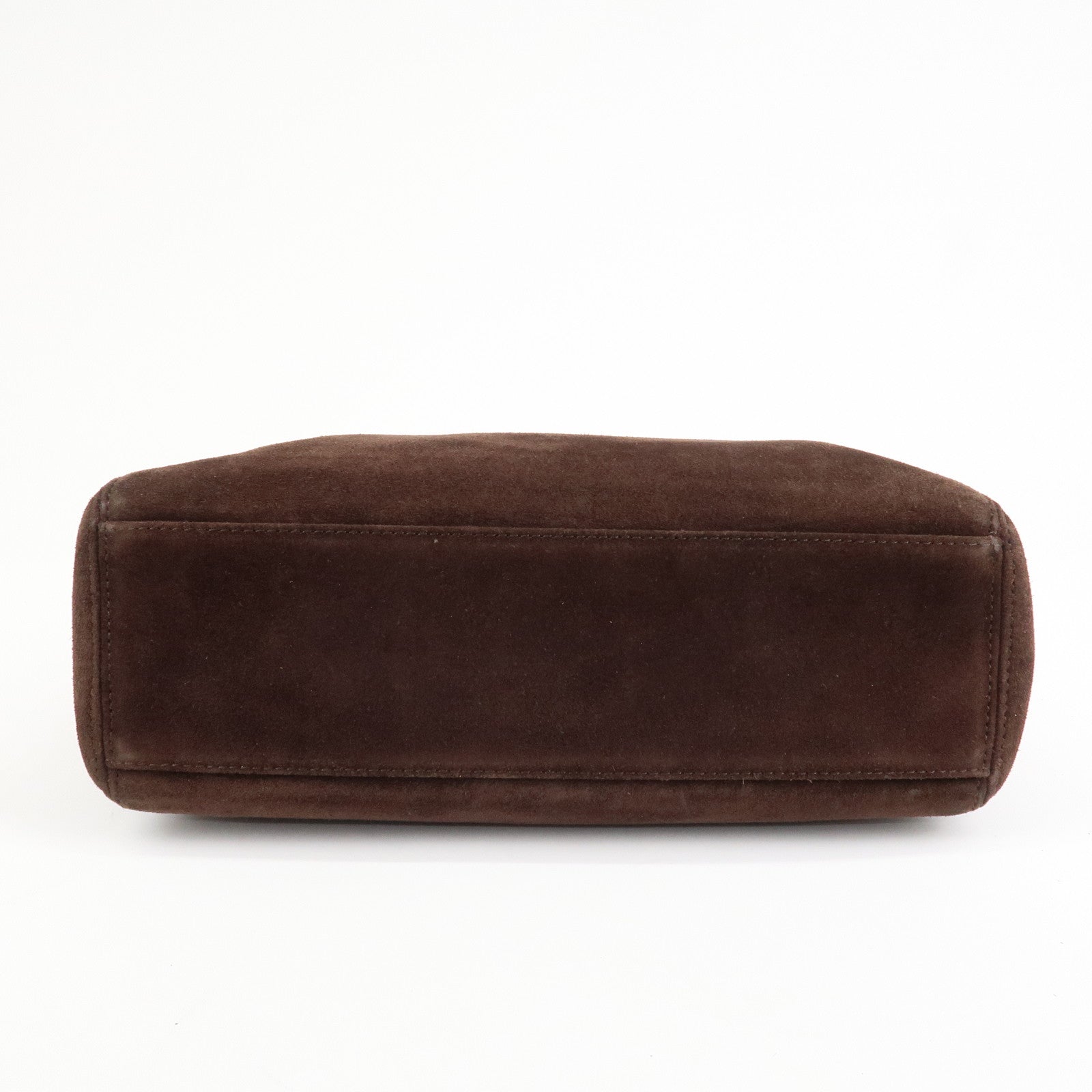 CHANEL Logo Suede Chain Tote Bag Shoulder Bag Brown