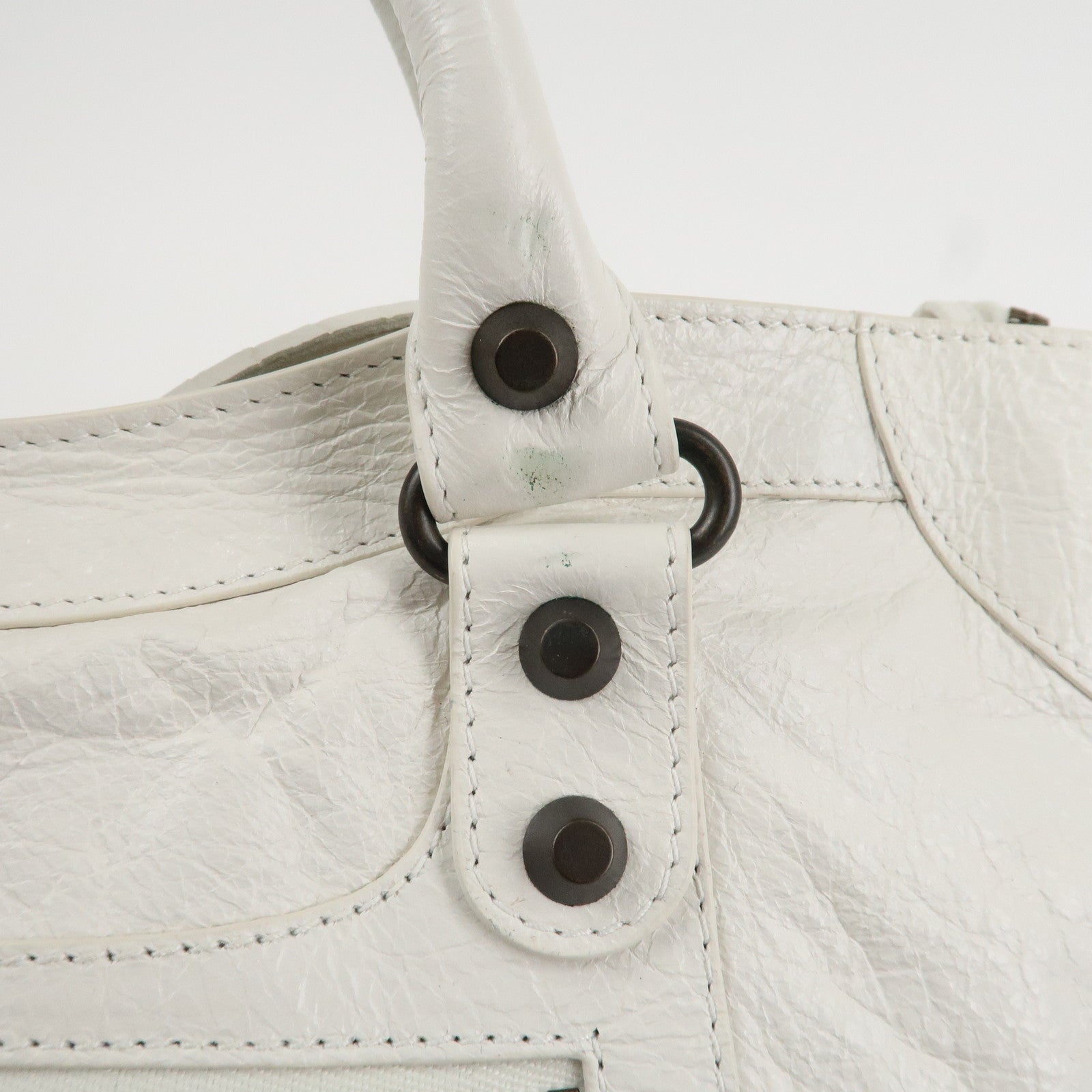 BALENCIAGA The City Leather 2Way Hand Bag White 115748 Used