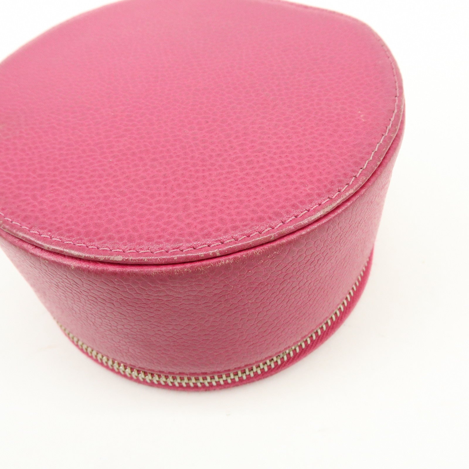 CHANEL Caviarskin Jewelry Case Cosmetic Case Accessory Pouch Pink
