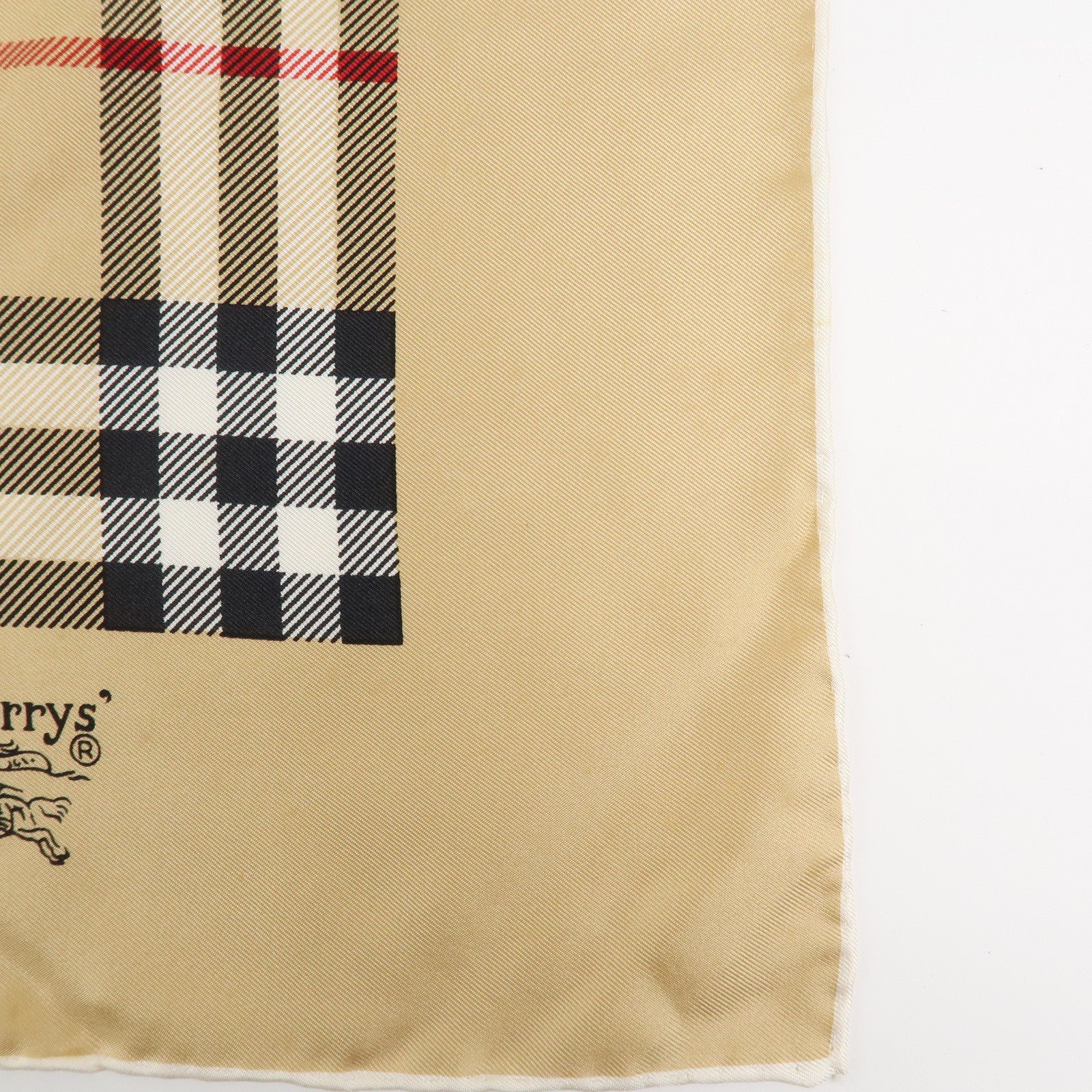 BURBERRY Nova Plaid Silk 100% Scarf 90×90 Beige