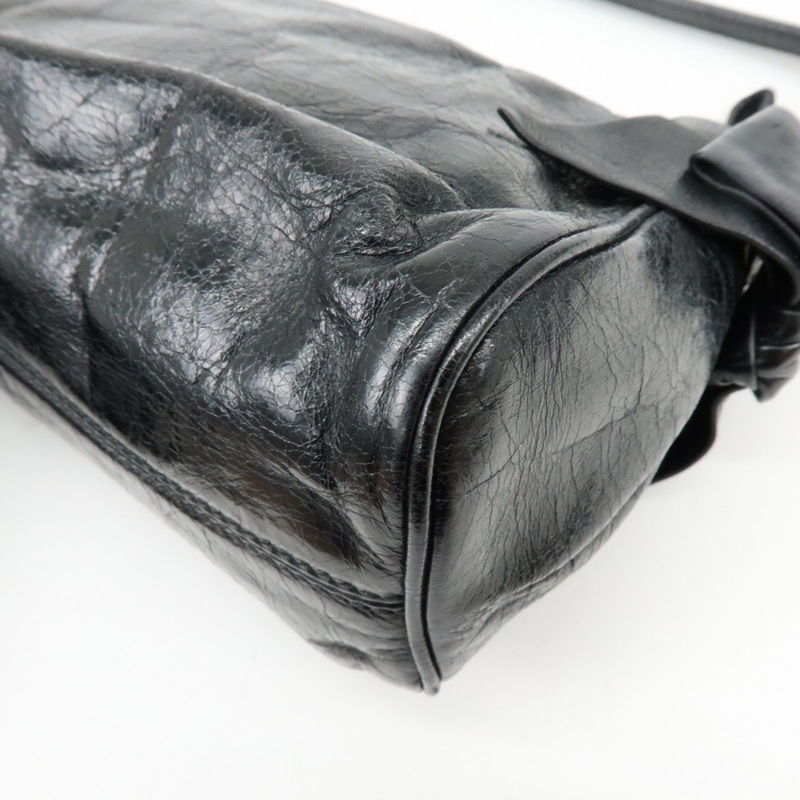 MIU MIU Leather Side Ribbon Mini Shoulder Bag Hand Bag Black 5N1557